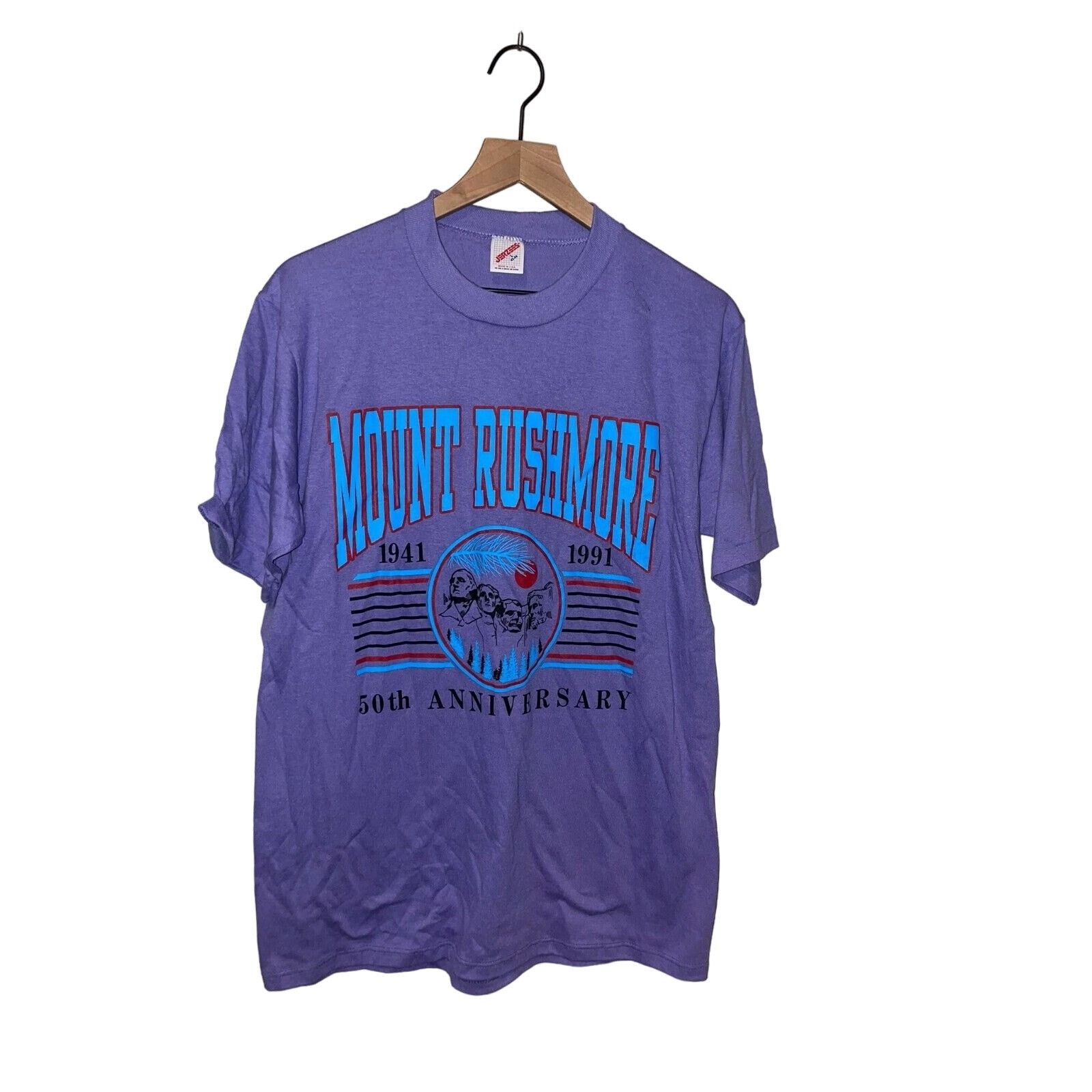 Jerzees Vintage Mount Rushmore Shirt Purple Graphic Tee 90s VTG L Size US L / EU 52-54 / 3 - 1 Thumbnail
