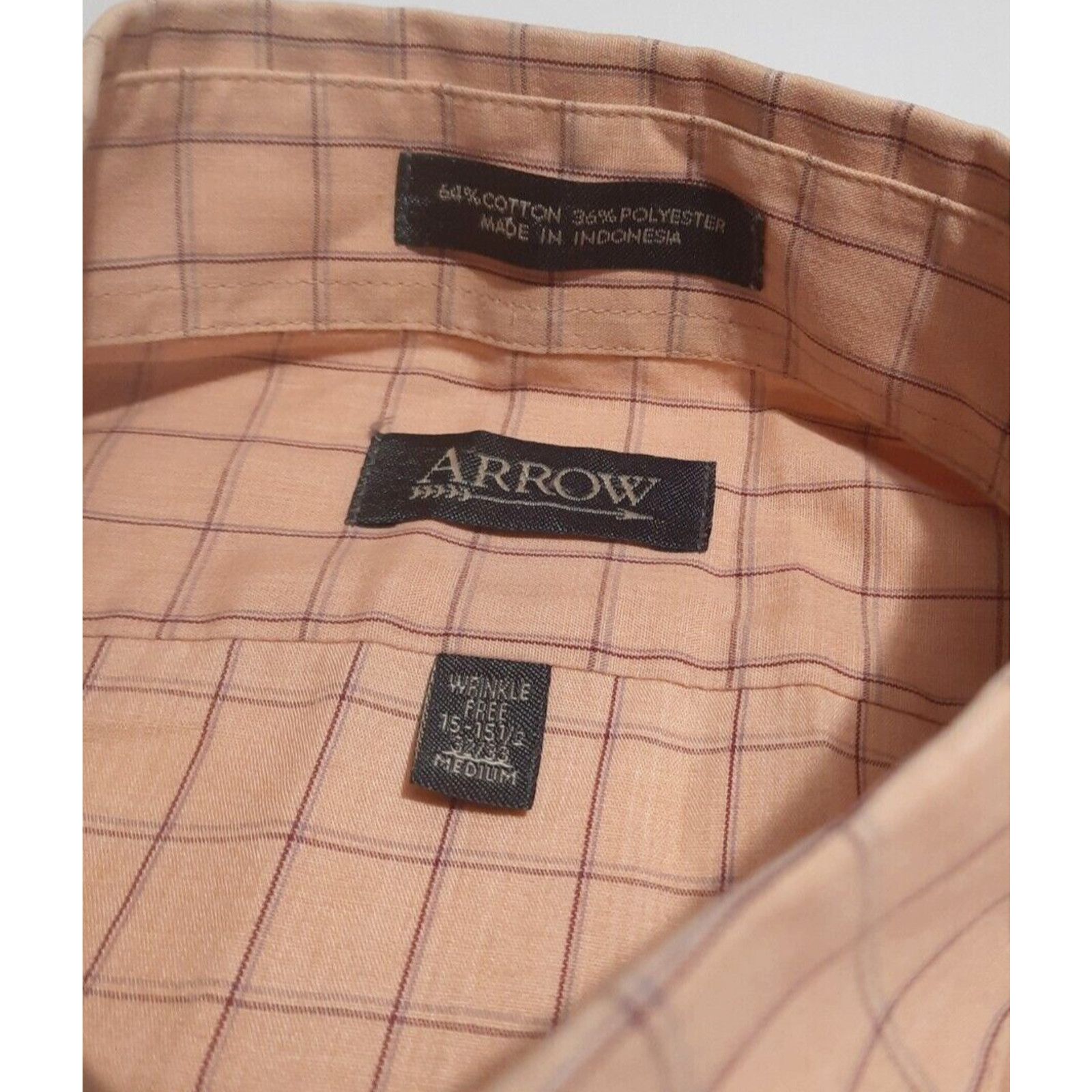 Arrow Arrow Shirt M Men's Wrinkle Free Button Up Long Sleeve Plaid Size US M / EU 48-50 / 2 - 5 Thumbnail