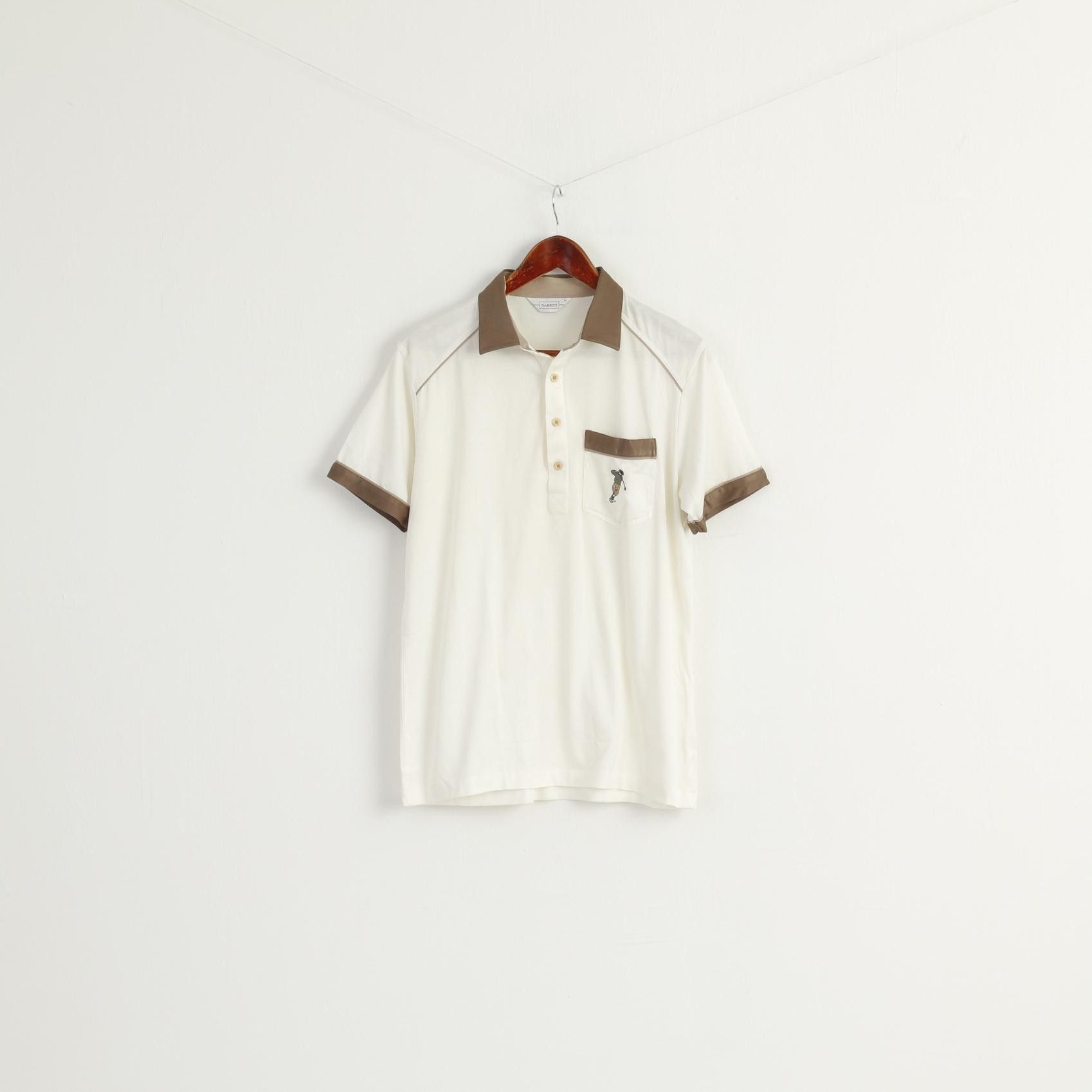 Gabicci GABICCI Men L Polo Shirt Cream Shiny Cotton 7977 Size US L / EU 52-54 / 3 - 1 Thumbnail