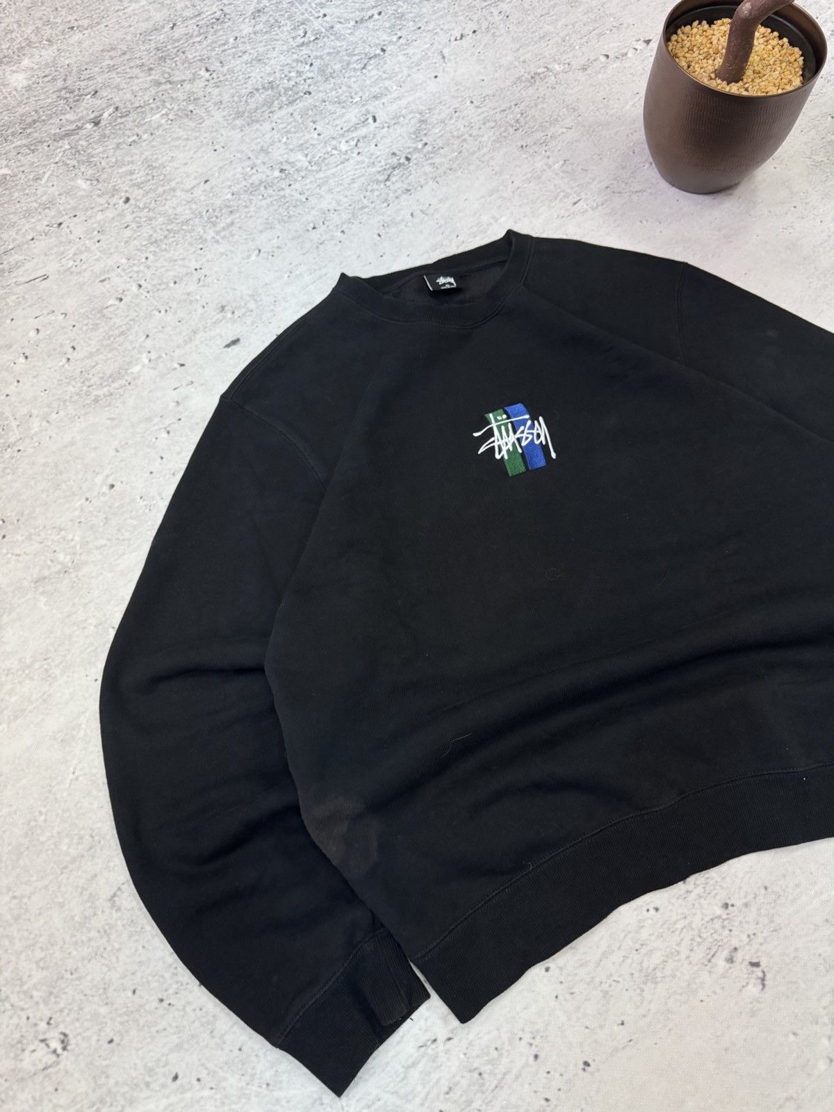 Stussy × Vintage STUSSY CENTER HAFT LOGO OVERSIZE BAGGY FIT SWEATSHIRT Size US XL / EU 56 / 4 - 2 Thumbnail