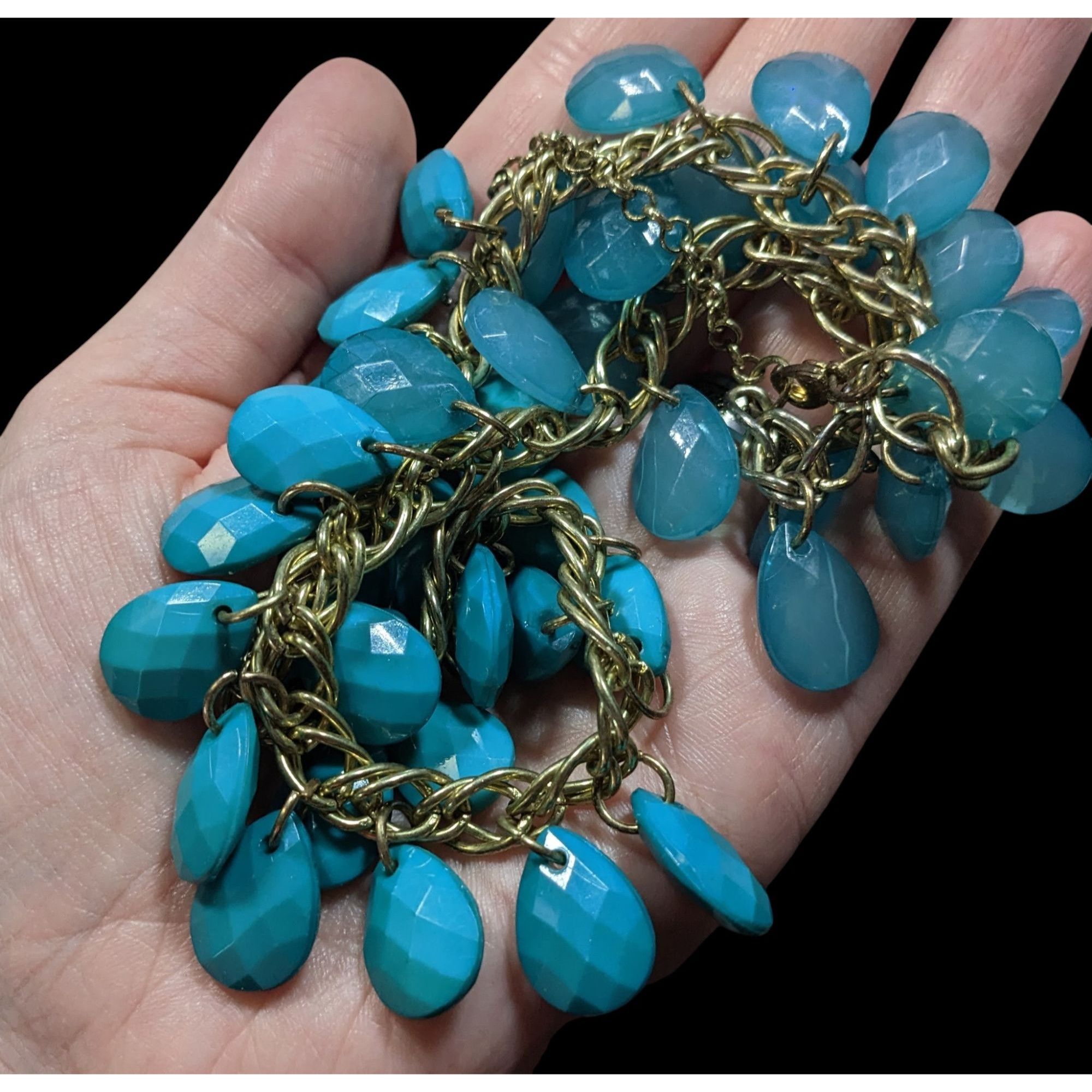 Other Turquoise Teardrop Faceted Beaded Fringe Necklace Size ONE SIZE - 3 Thumbnail