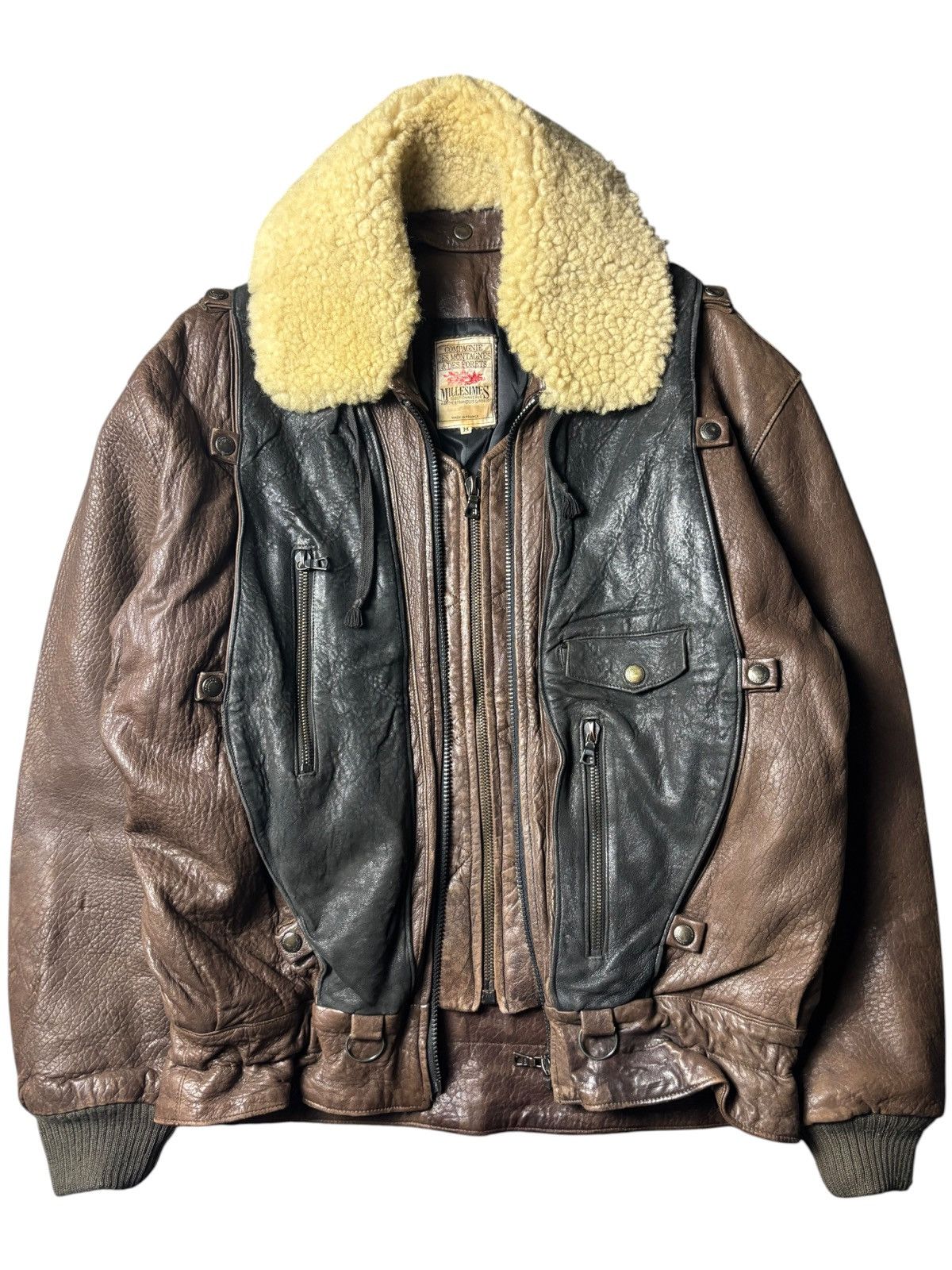 Marithe + Francois Girbaud 1980s Millesimes Shearling Leather Bomber Jacket Size US L / EU 52-54 / 3 - 1 Thumbnail