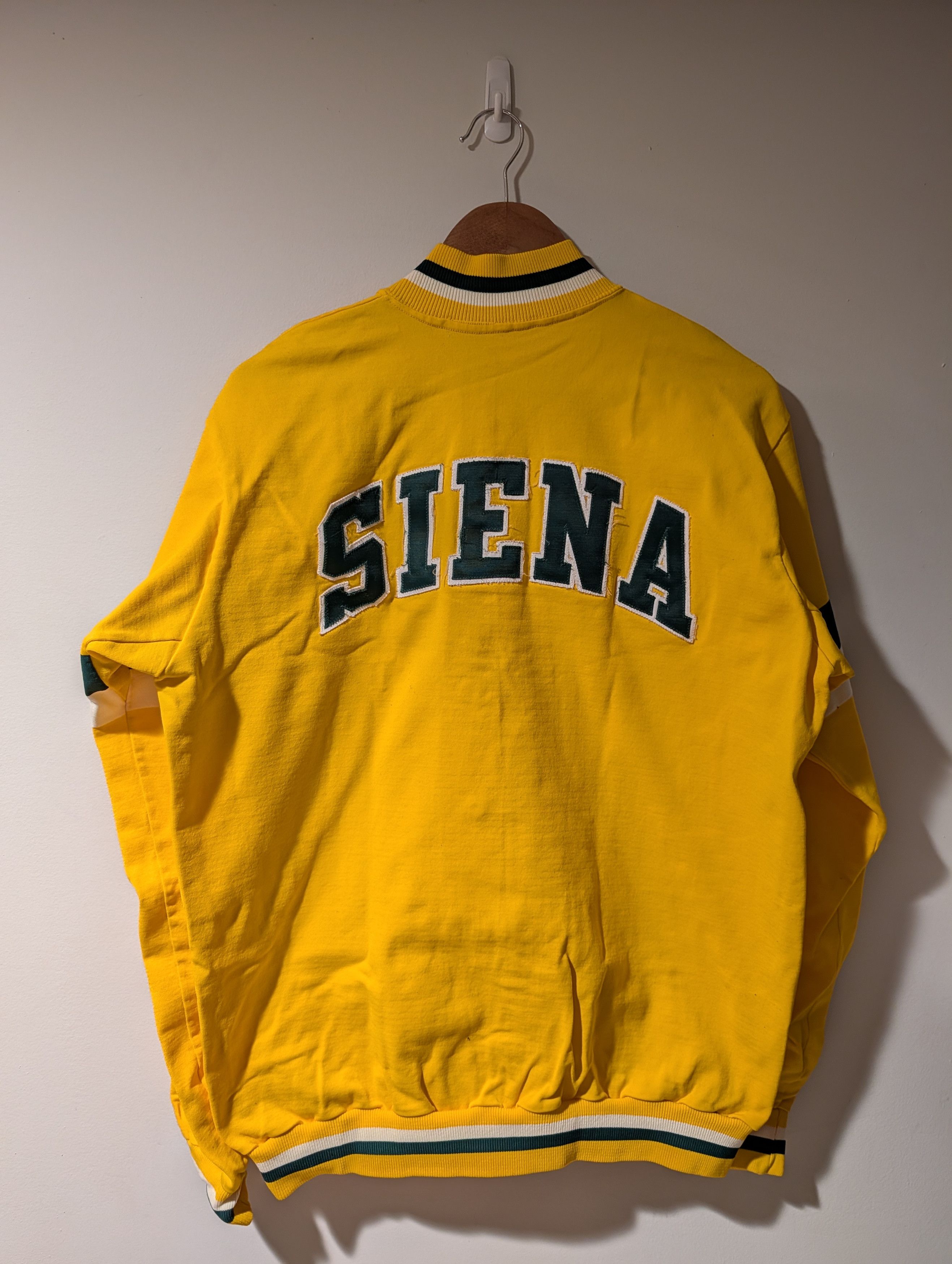 NCAA Vintage 80s Siena University Medalist Sand Knit Jacket Size US L / EU 52-54 / 3 - 1 Thumbnail