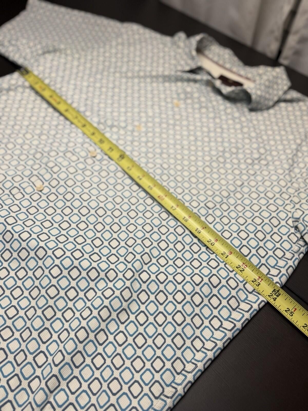 Toscano Toscano Mens XXL 100% Silk Camp Shirt Blue Geometric Button Size US XXL / EU 58 / 5 - 4 Thumbnail