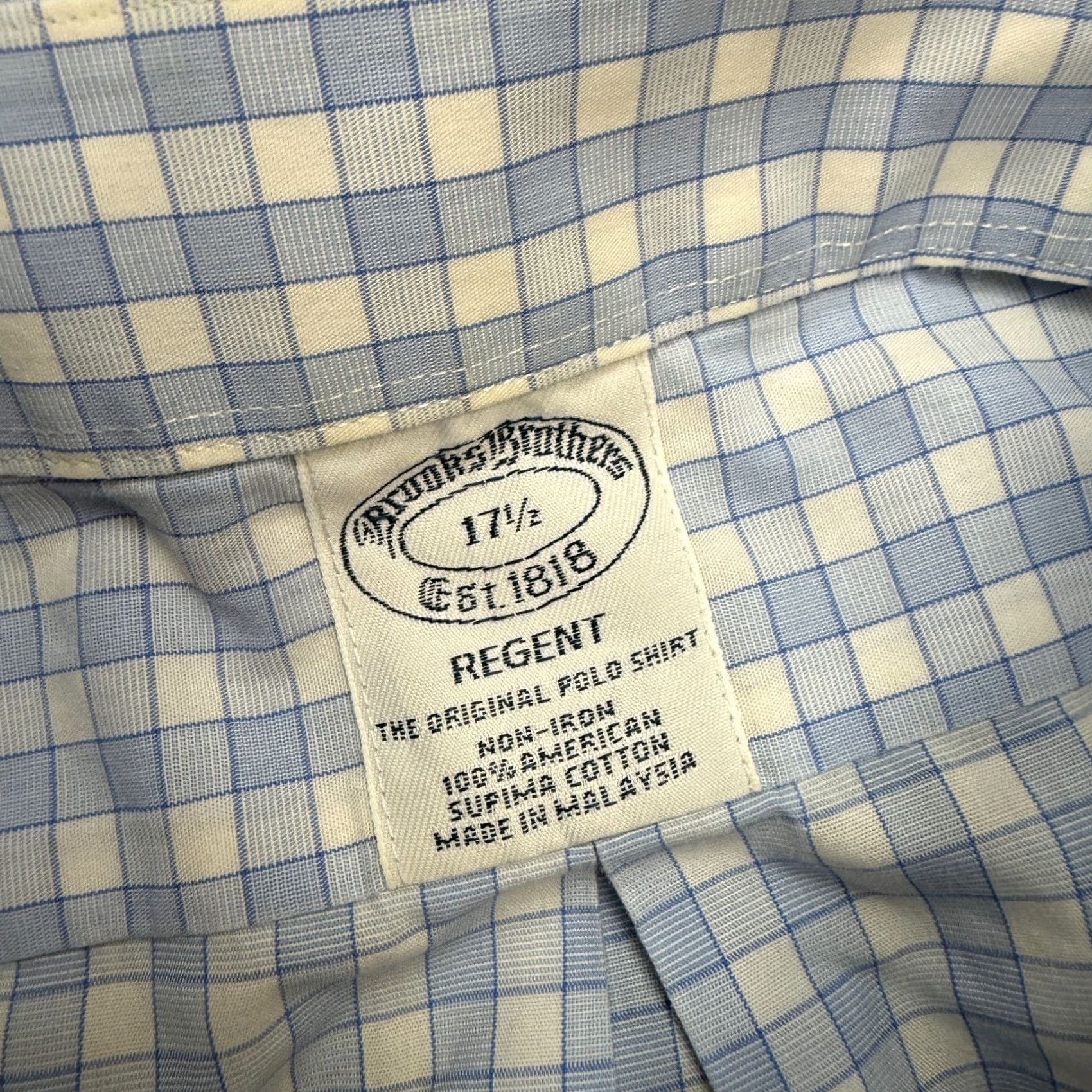 Brooks Brothers Brooks Brothers Shirt Mens 17.5 Blue White Checkered Regent Supima Cotton Preppy Size US XXL / EU 58 / 5 - 6 Thumbnail