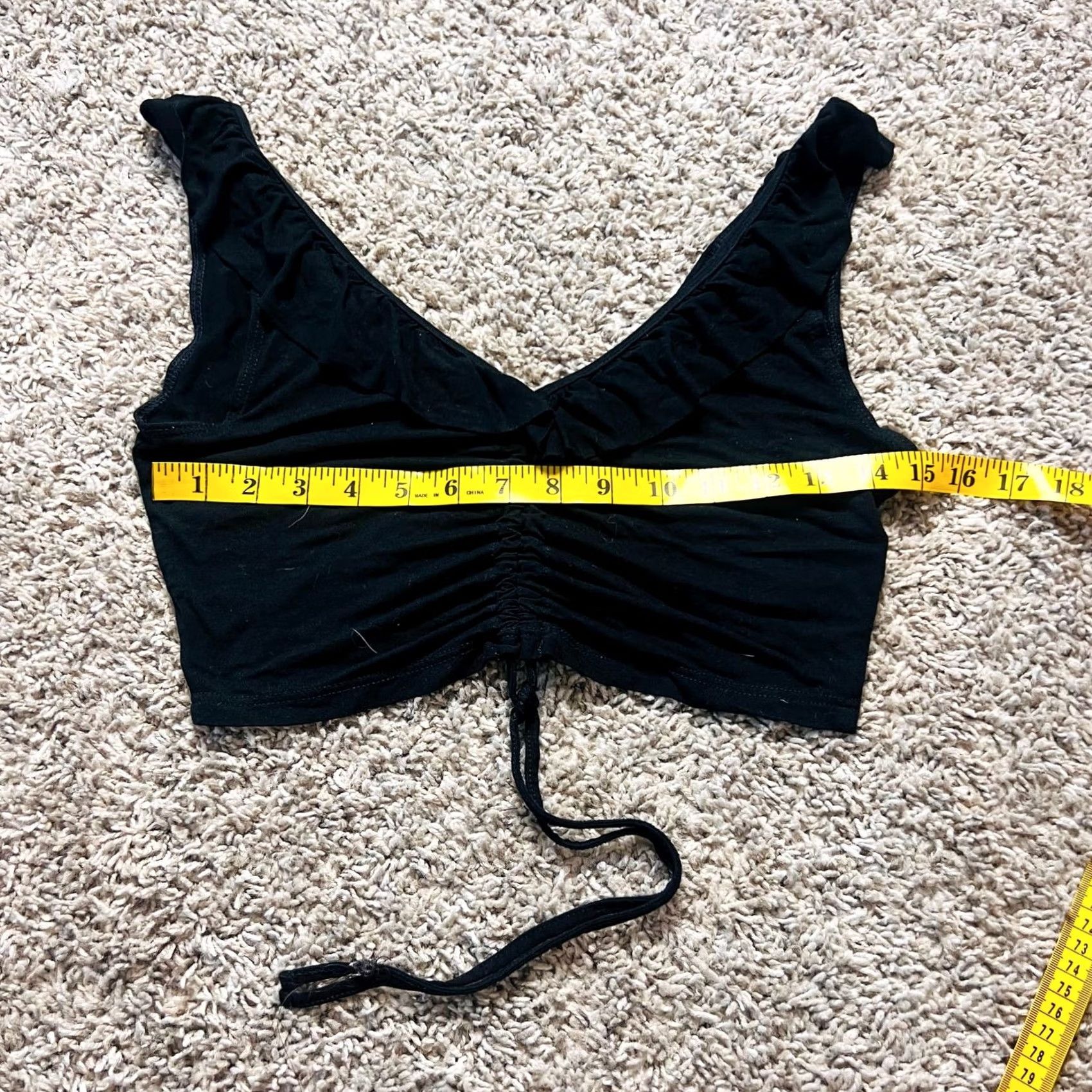 Topshop VINTAGE Black Ruffle Topshop Women Tank Top 8 Ruche 90s Retro Womens Size M / US 6-8 / IT 42-44 - 2 Thumbnail