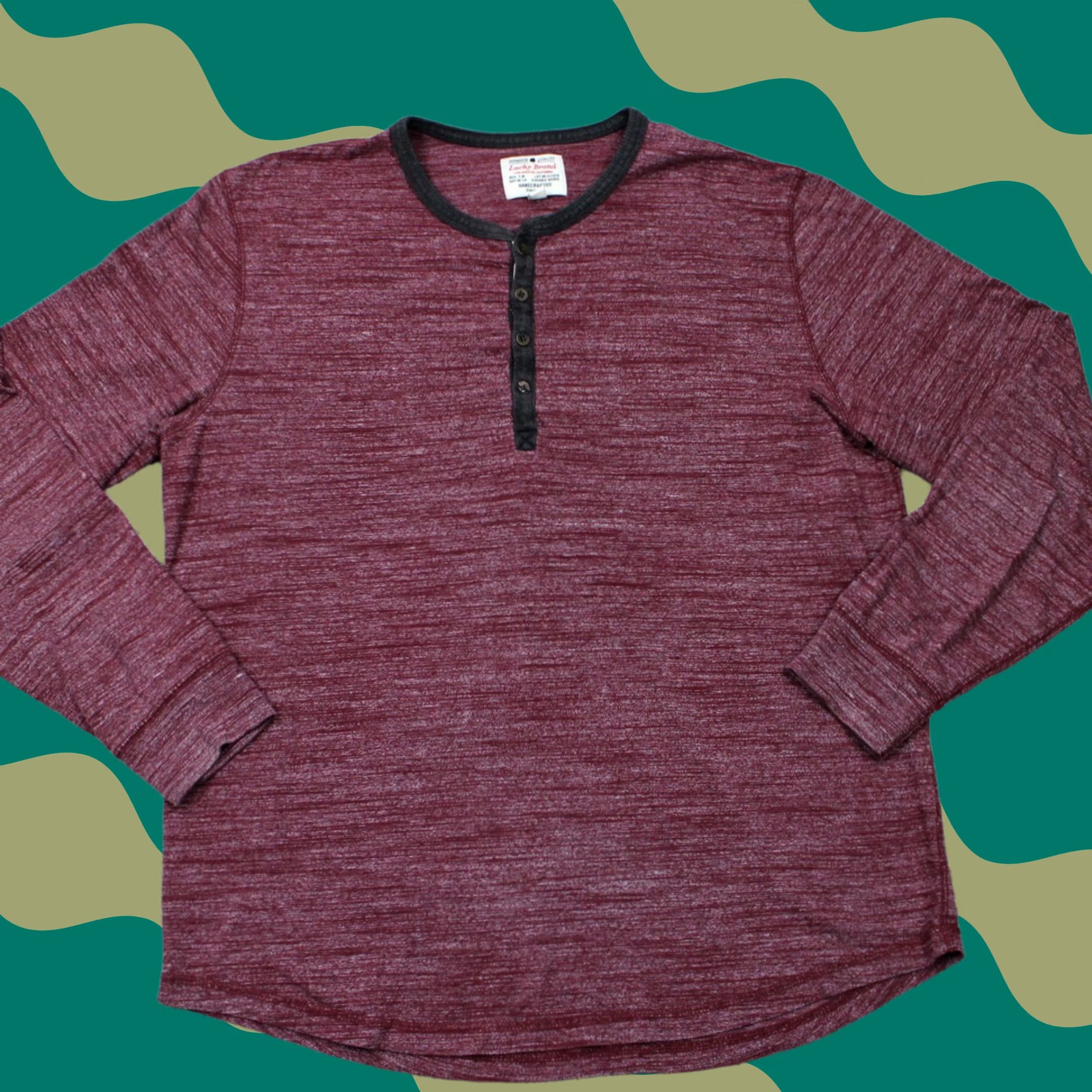 Lucky Brand Lucky Brand Henley Shirt Mens Large Red 100% Cotton Long Sleeve Pullover Size US L / EU 52-54 / 3 - 1 Thumbnail