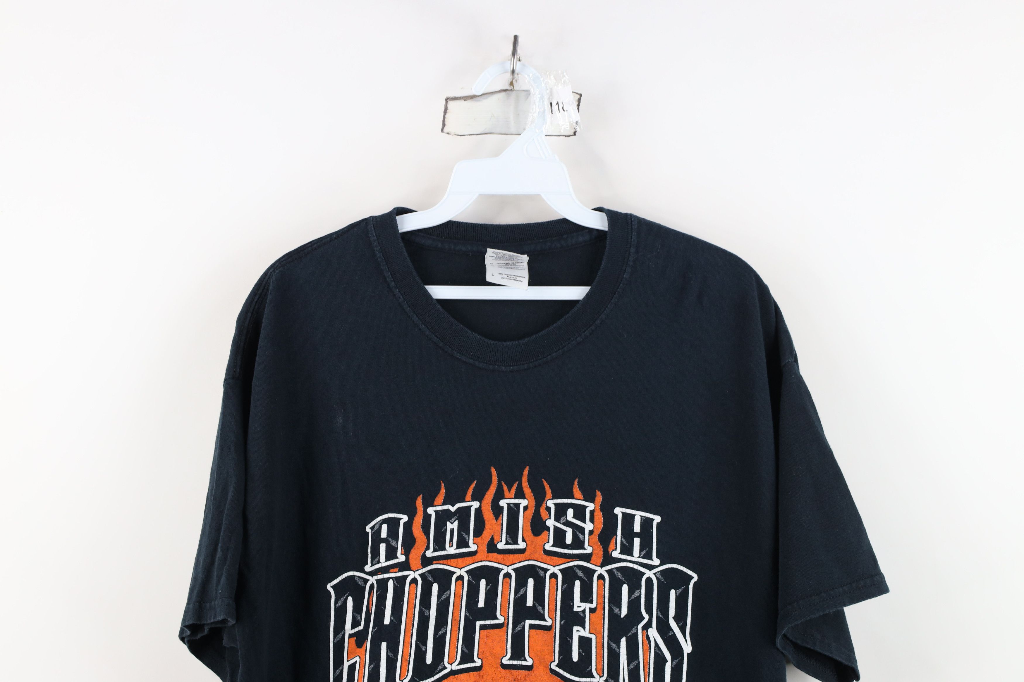 Vintage Vintage Y2K Streetwear Chopper Fire Flames T-Shirt Black Size US L / EU 52-54 / 3 - 2 Thumbnail