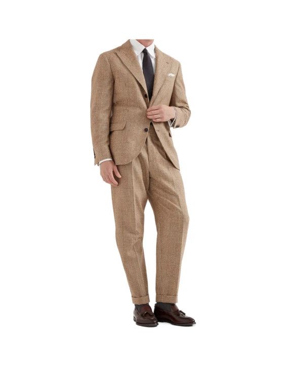 Brunello Cucinelli o1w1db10126 Checked Suit Set in Brown Size US S / EU 44-46 / 1 - 1 Thumbnail
