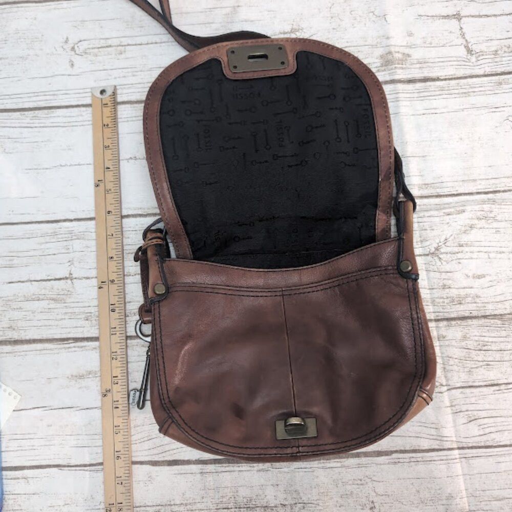 Fossil Authentic Fossil Leather Satchel Crossbody Saddle Bag Horse Size ONE SIZE - 5 Thumbnail