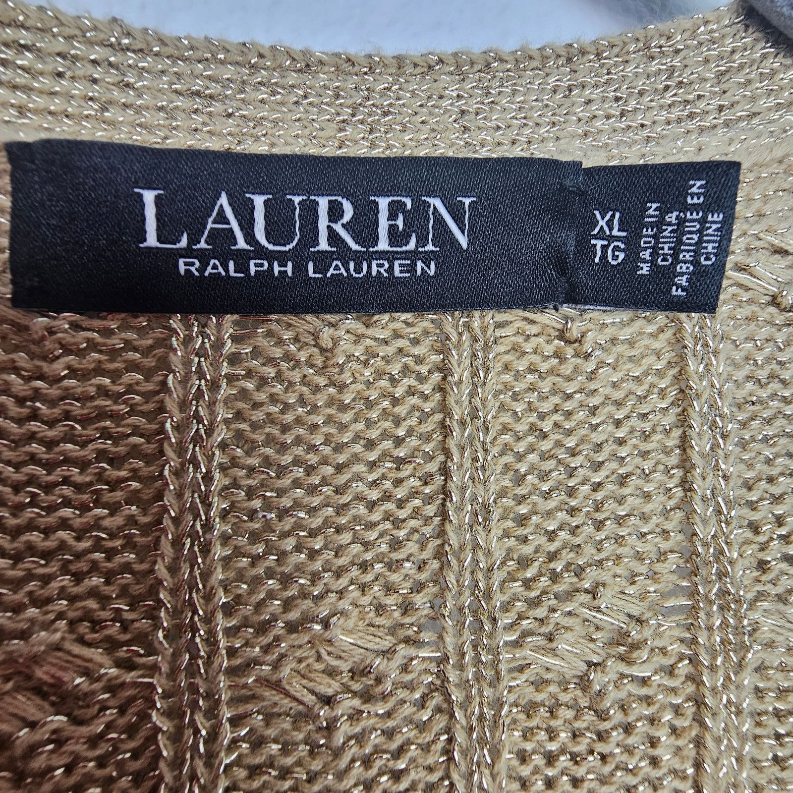 Lauren Ralph Lauren Lauren Ralph Lauren Metallic Cable Knit Cardigan Sweater XL Size XL / US 12-14 / IT 48-50 - 6 Thumbnail