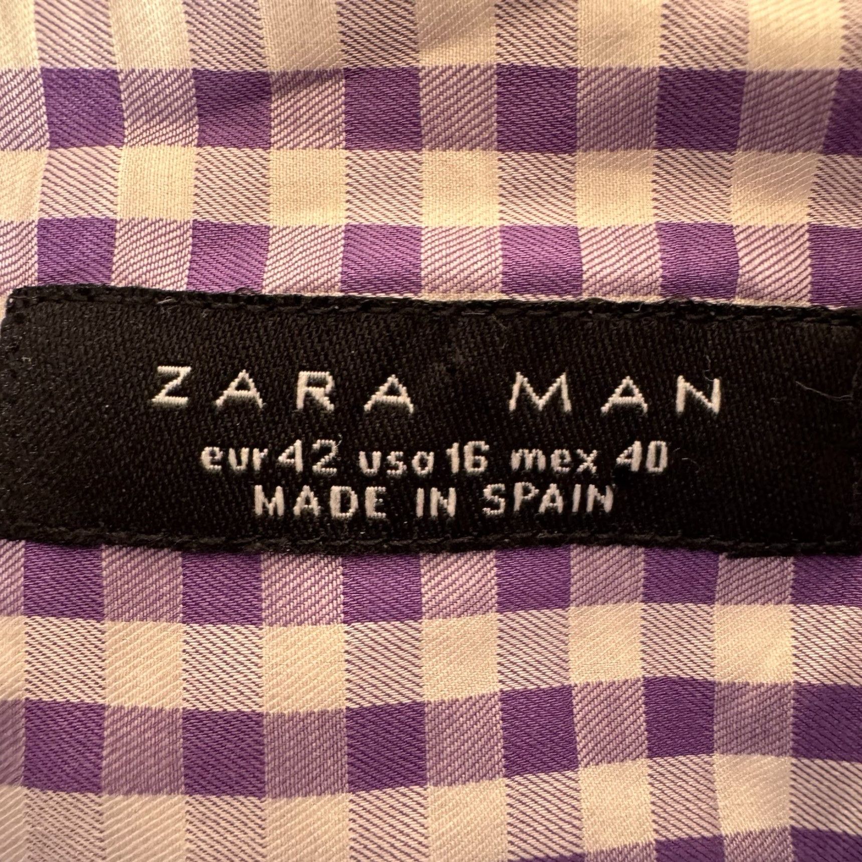 Zara Zara Man Button Up Dress Shirt L Purple Gingham Check Cotton Button-Up Preppy Classic Business Casual Mens Regular 16 Neck Size 16 Size US L / EU 52-54 / 3 - 5 Thumbnail