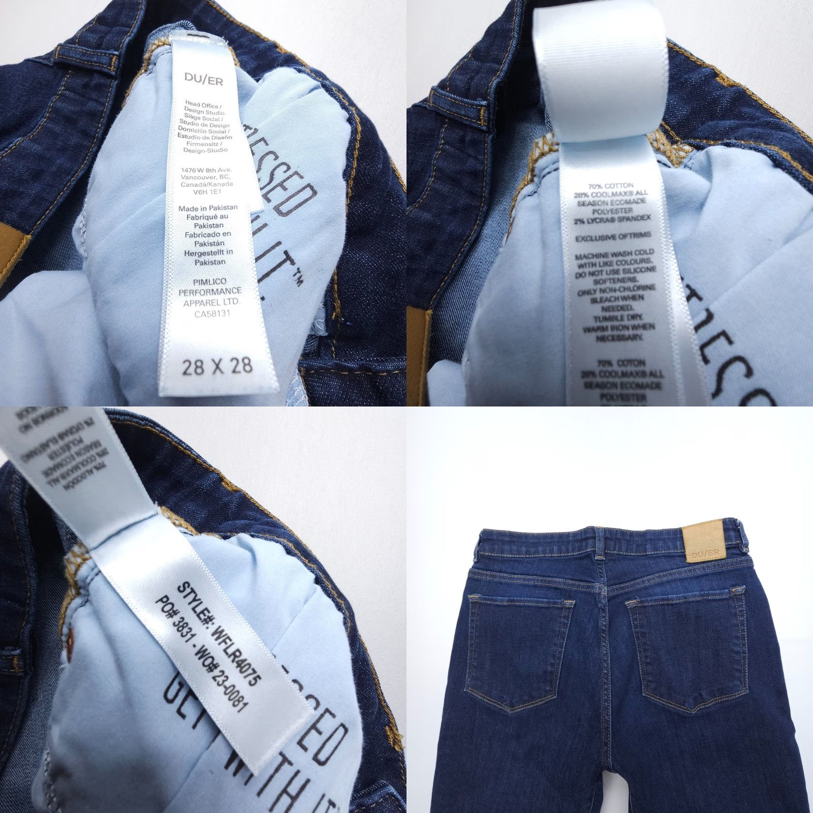 DUER DU/ER Jeans Slim Straight Denim Dark Stone 28 x 28 Women City Nature Moon 5-Pocket Stretch Mid Rise VINTAGE: No Size 28" / US 6 / IT 42 - 8 Thumbnail