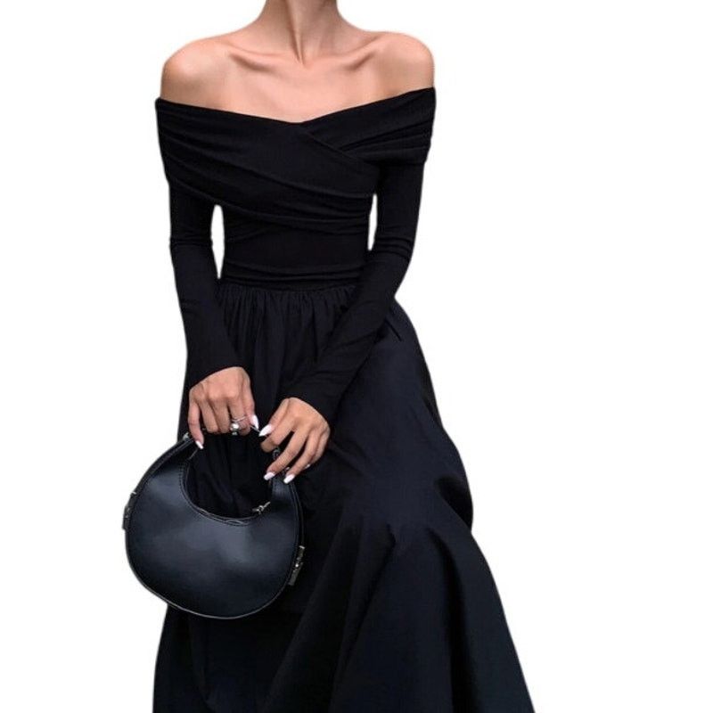 Other Commense Black Off Shoulder Criss Cross Long Sleeve Dress Size M / US 6-8 / IT 42-44 - 4 Thumbnail