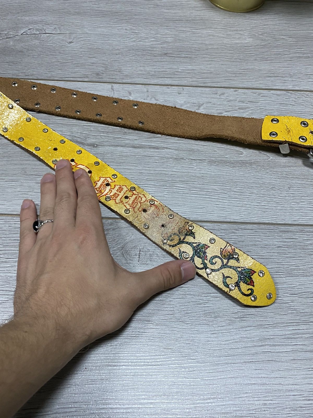 Ed Hardy Ed Hardy roses 🌹 vintage leather belt over print Size ONE SIZE - 5 Thumbnail