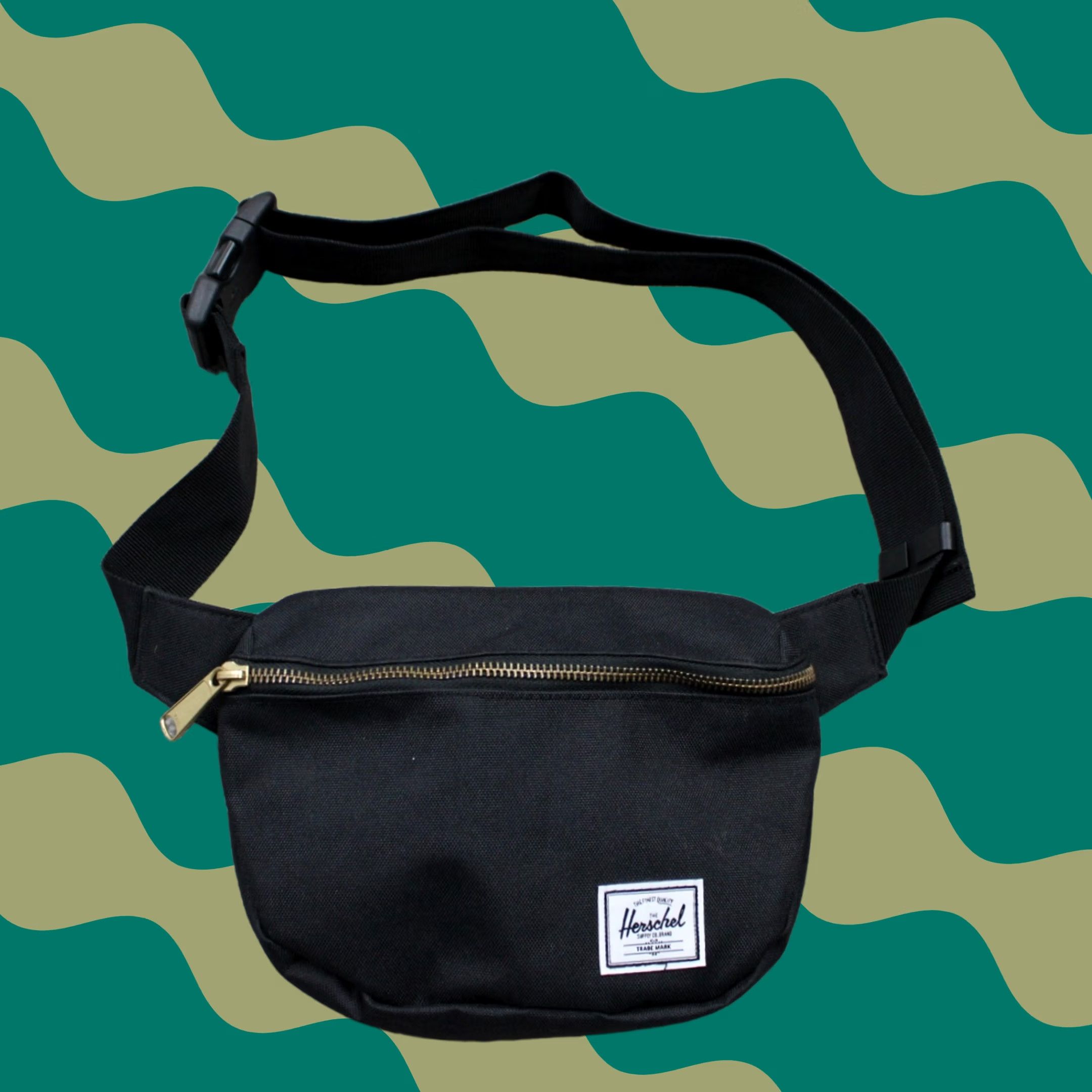 Vintage Herschel Belt Bag & Fanny Pack Black Adjustable Polyester Zip Pocket Unisex Adults One Size 80s 90s Casual Travel Multiple Pockets Size ONE SIZE - 1 Thumbnail