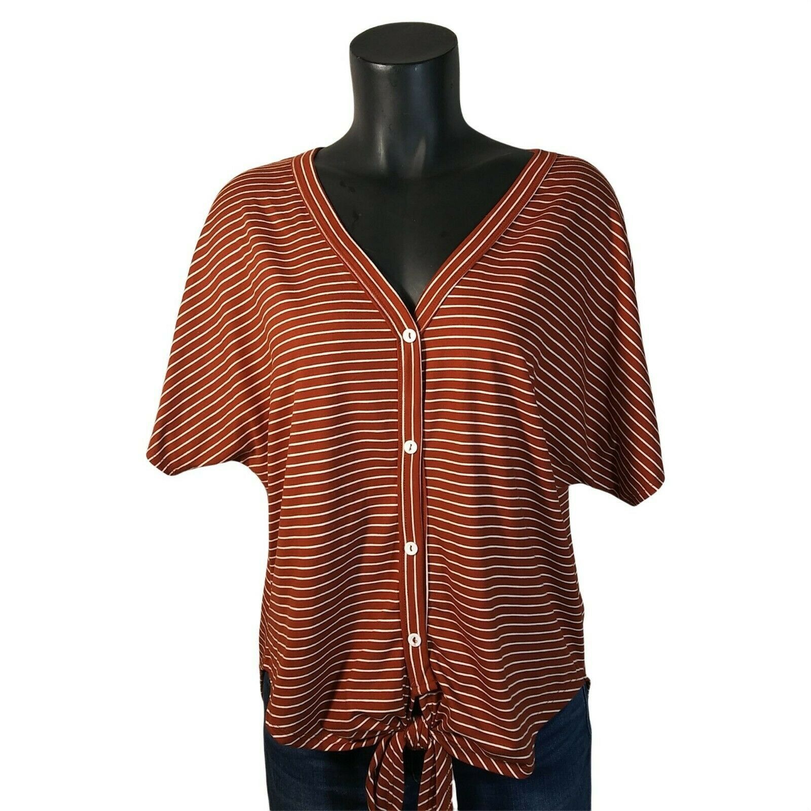 Anthropologie Lavender Fields Front Tie Summer Blouse - Burgundy - Med Size M / US 6-8 / IT 42-44 - 1 Thumbnail