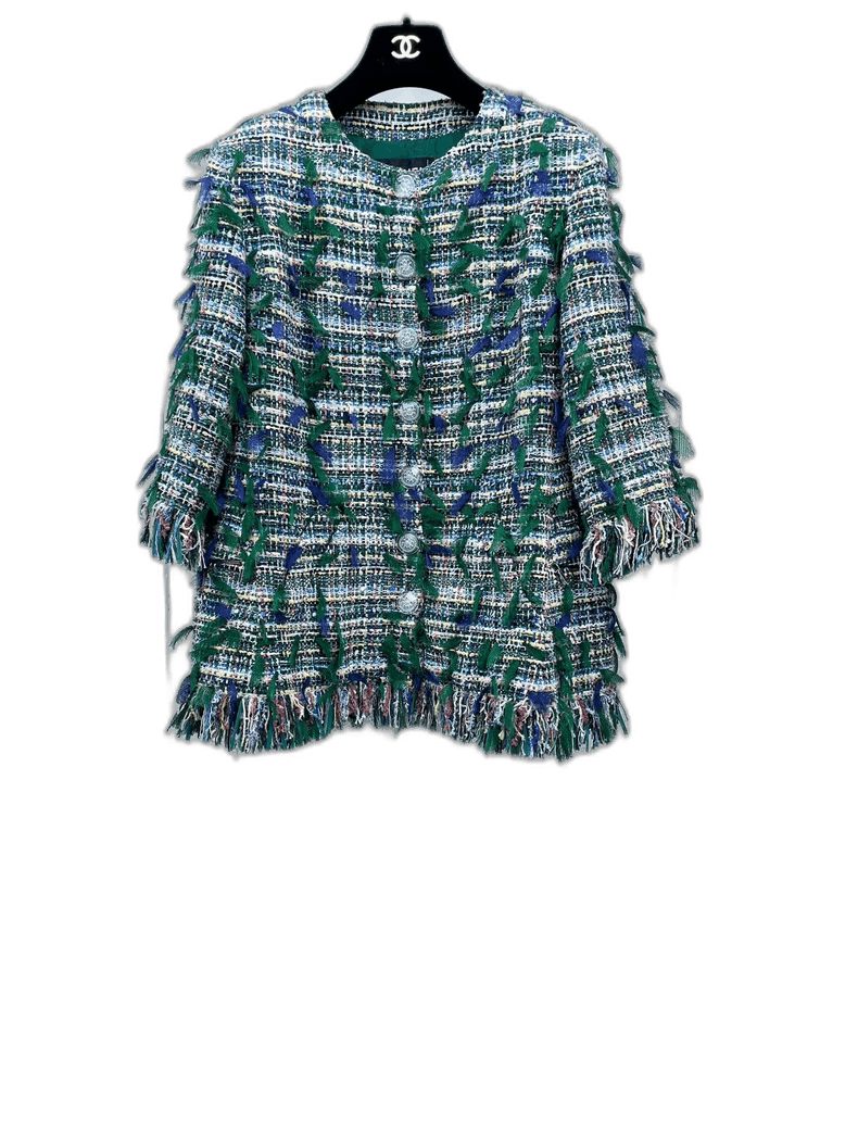 Chanel Green Fringe Jacket from Chanel's Collection -2505 Size US M / EU 48-50 / 2 - 1 Thumbnail