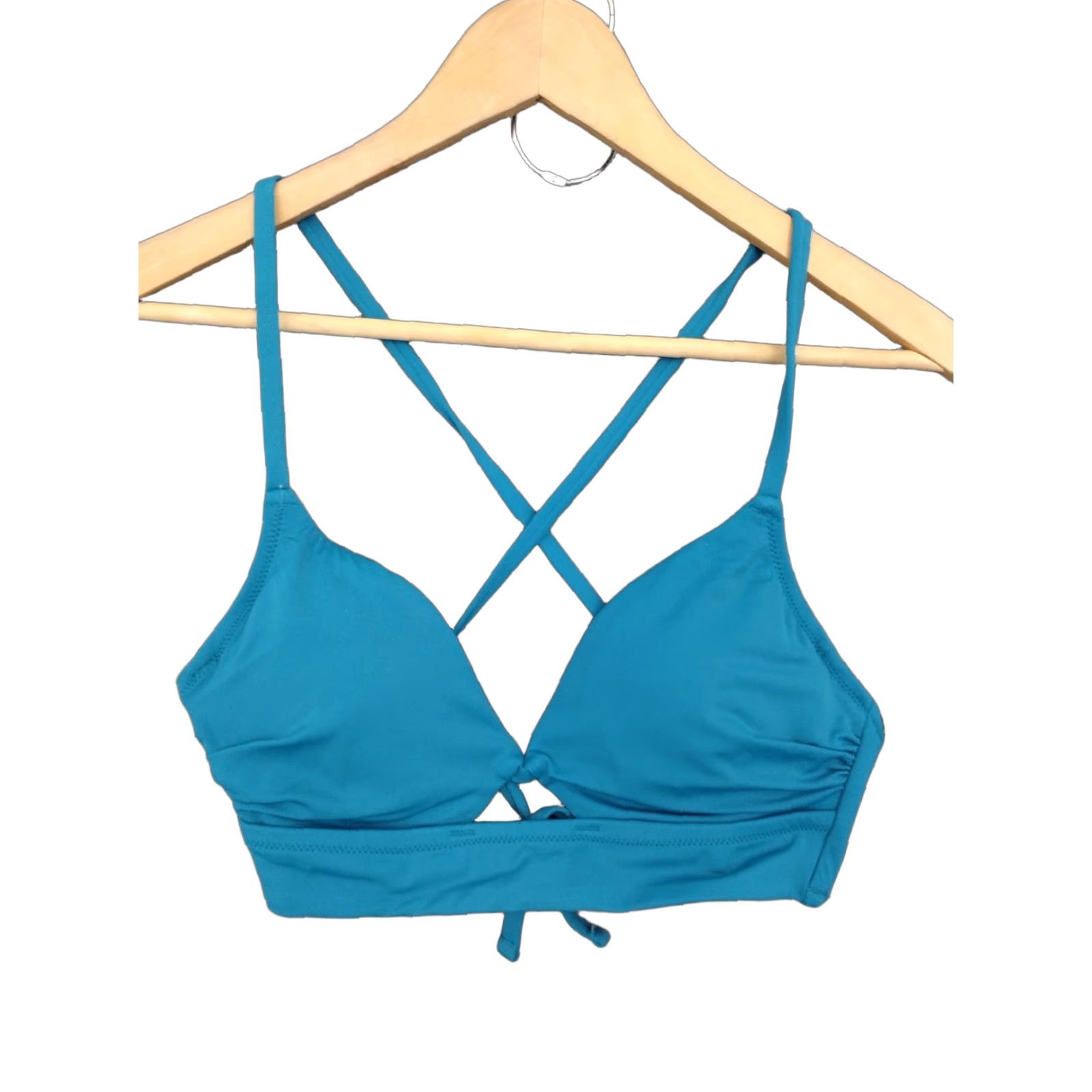 Vintage Shade & Shore Bikini Top Womens 34B Blue Keyhole Padded Spaghetti Strap Solid Swim Top - 34 B - Hand Wash Only - 1 Piece - Regular - XS? Size XXS / US 00 / IT 34 - 1 Thumbnail