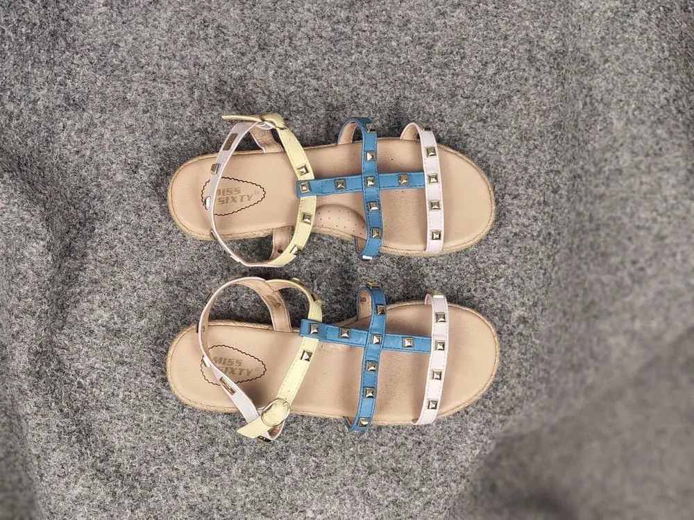 Miss Sixty Miss Sixty Gladiator Sandals Blue Beige Women's Shoes Y2K Size US 7 / IT 37 - 1 Thumbnail
