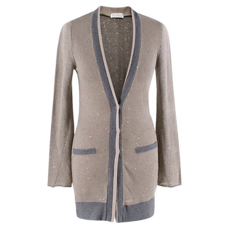 Brunello Cucinelli Brunello Cucinelli Sequin Embellished Silk Blend Cardigan Size L / US 10 / IT 46 - 1 Thumbnail