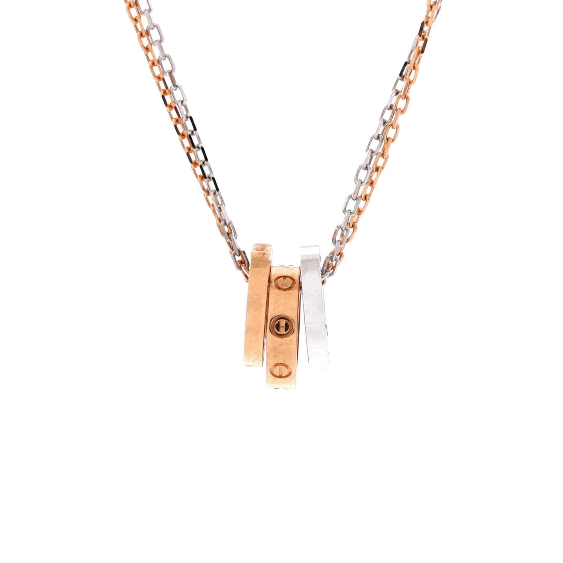 Cartier Love 3 Ring Pendant Necklace Size ONE SIZE - 1 Thumbnail