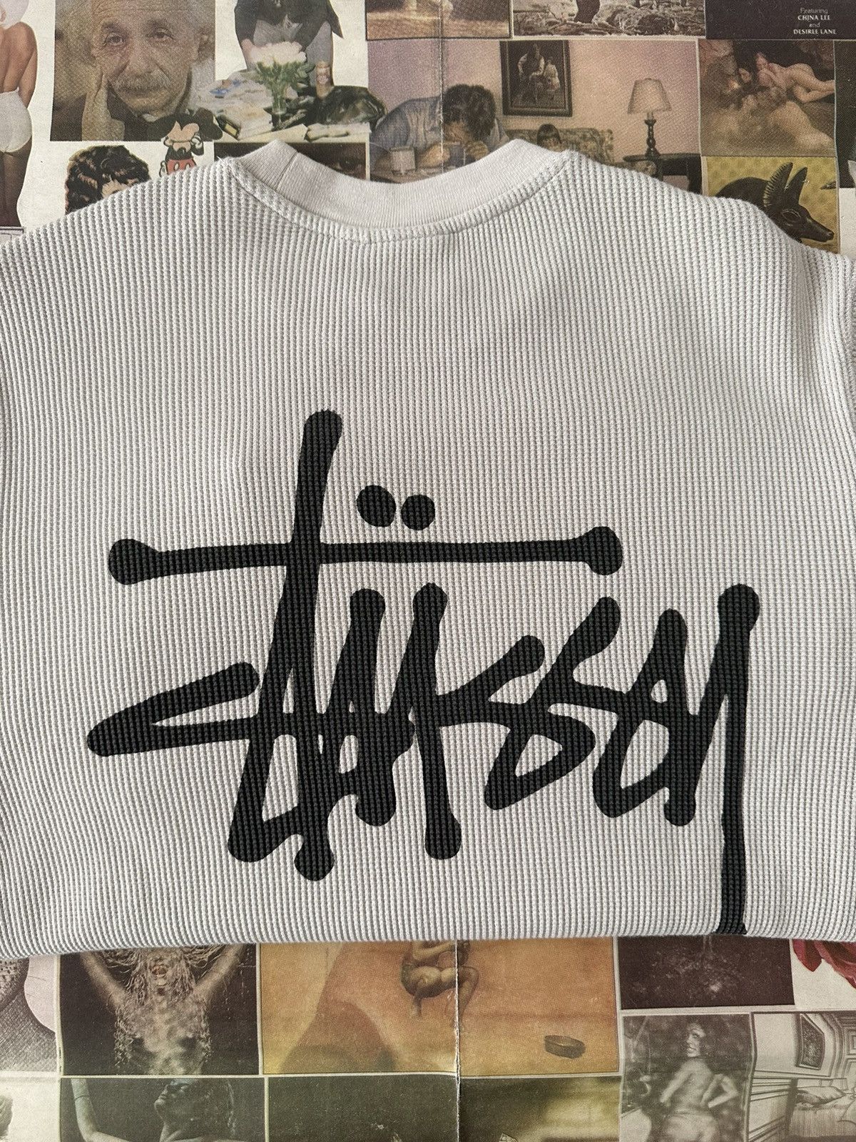 Image of Stussy Basic Stock Long sleeve Thermal Bone, Men's (Size Small)