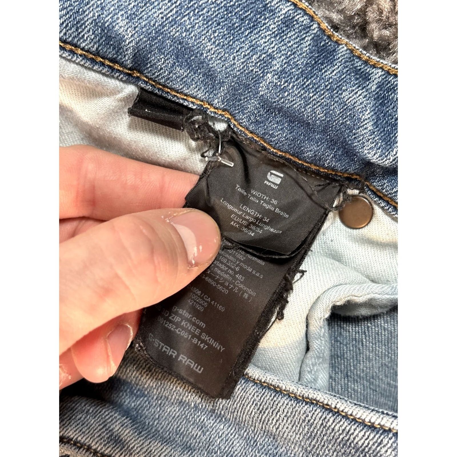 G-Star G Star Raw 5620 3D Zip Knee Skinny Jeans Mens 36x33 Light Wash Distressed Blue Denim Cotton Spandex Jeans Mens 36 Regular"} Size US 36 / EU 52 - 6 Thumbnail
