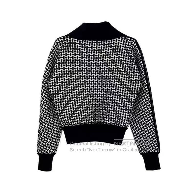 Other Hermes Black and White Zip Wool Cardigan Size XS / US 0-2 / IT 36-38 - 2 Thumbnail