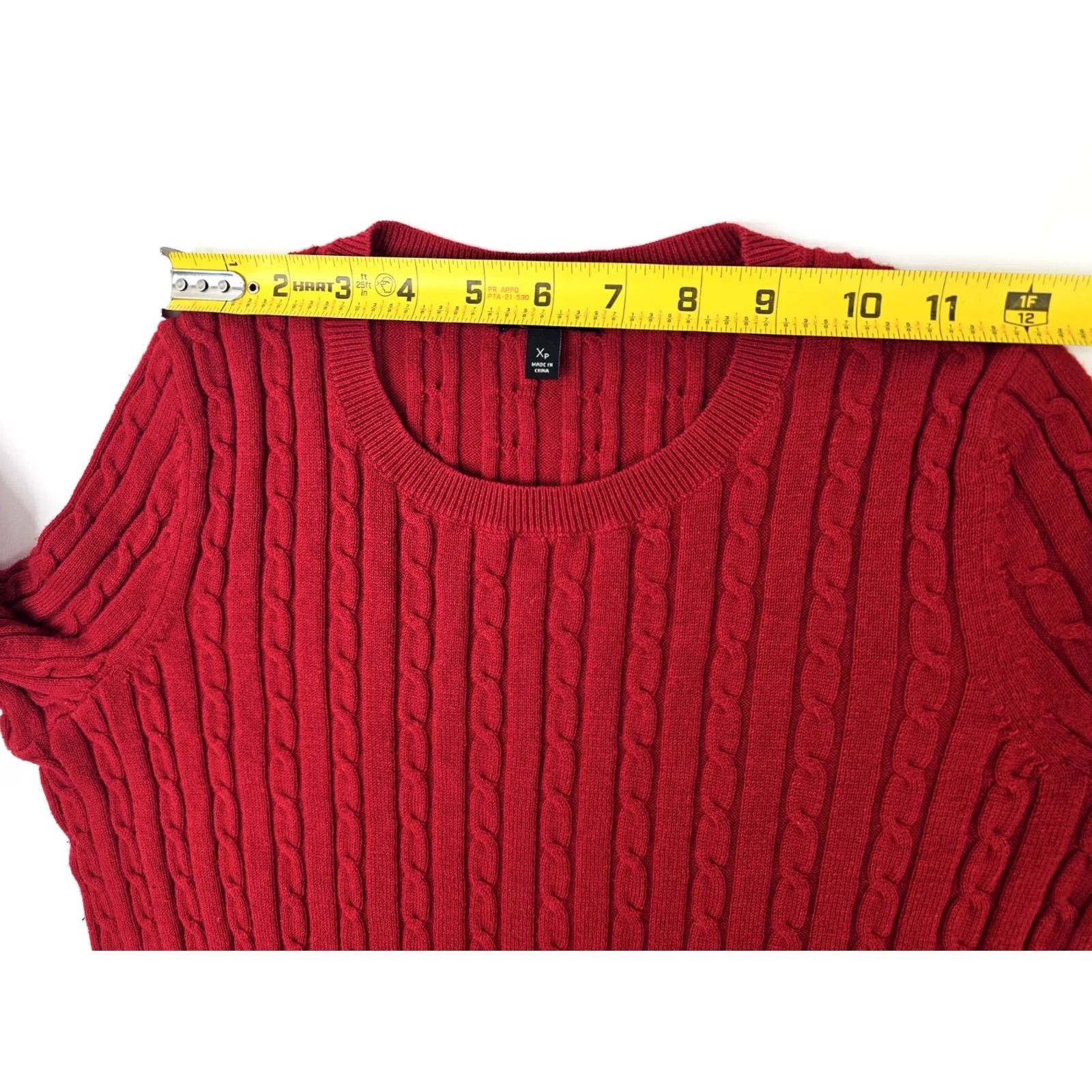 Talbots Talbots Cable Knit Wool Blend Pullover Sweater Women XP (XS Petite) Red EUC Crew Neck Long Sleeve Knits Knots 90s? Size XS / US 0-2 / IT 36-38 - 6 Thumbnail