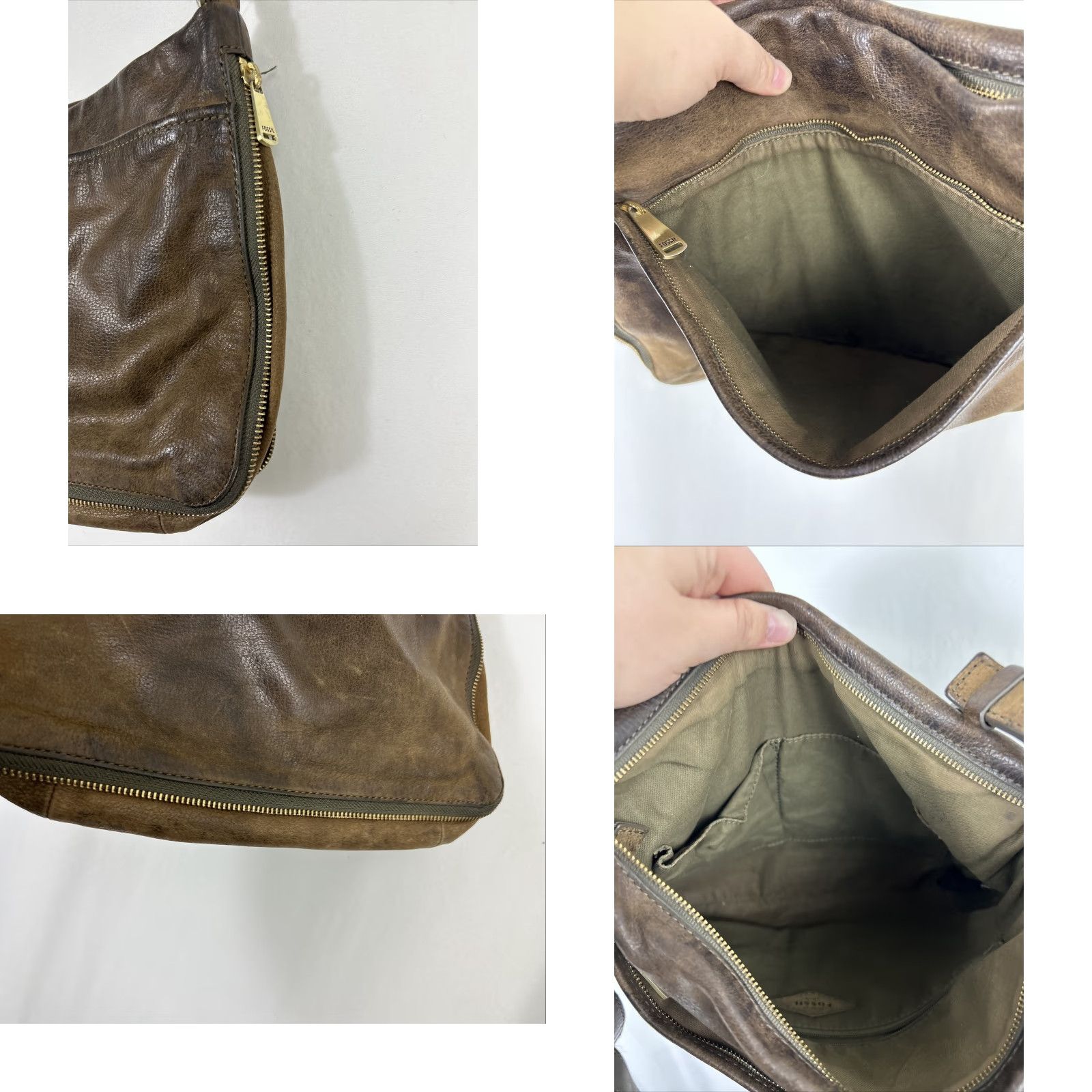 Fossil Fossil Piper Crossbody Bag Brown Pebbled Leather 12x9x1-3 Adjustable Strap Removable Zipper Closure Size ONE SIZE - 10 Thumbnail