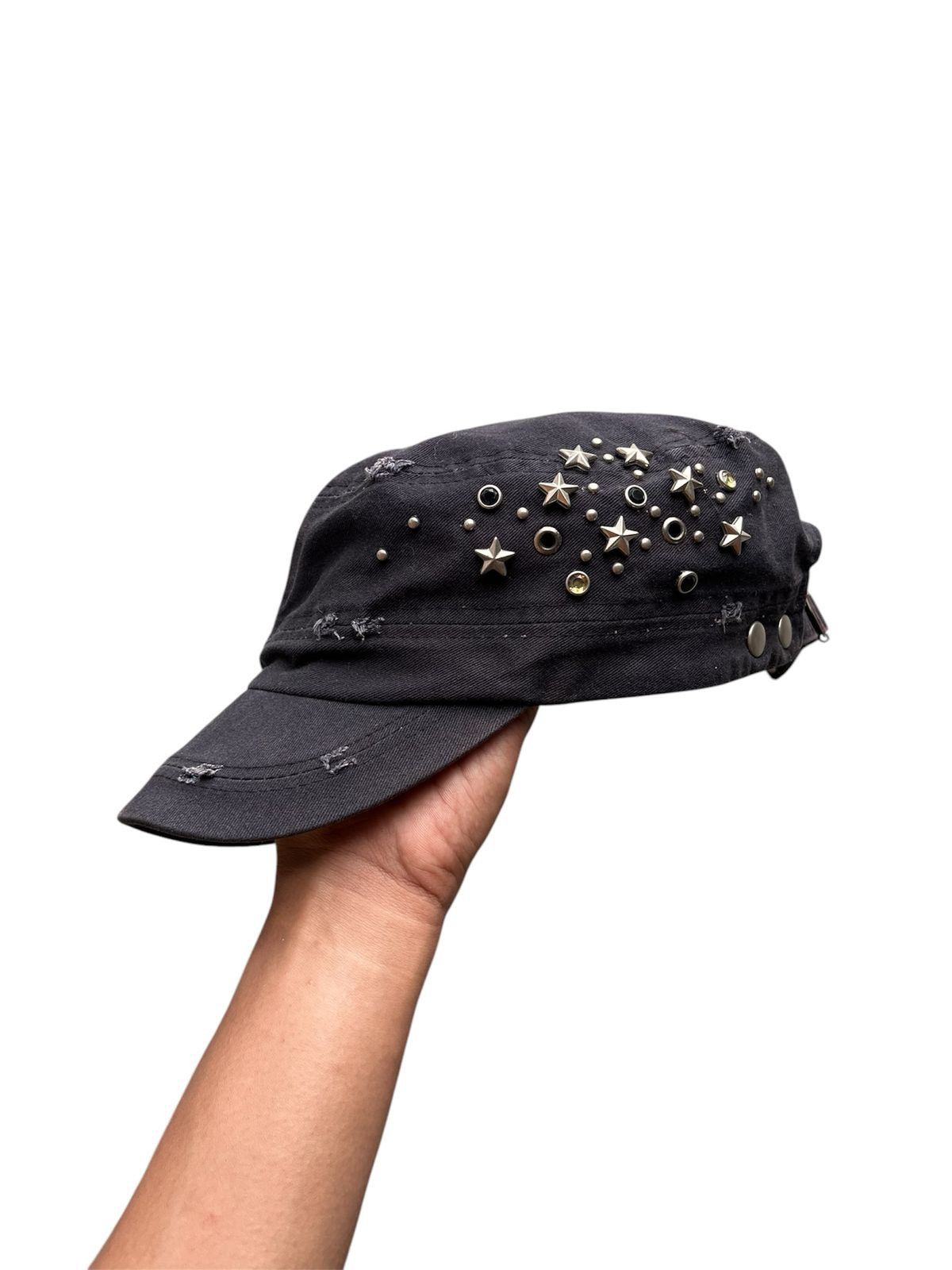 If Six Was Nine × Japanese Brand × Le Grande Bleu (L.G.B.) TWO FOLD DISTRASSED STUDED HAT Size ONE SIZE - 1 Thumbnail