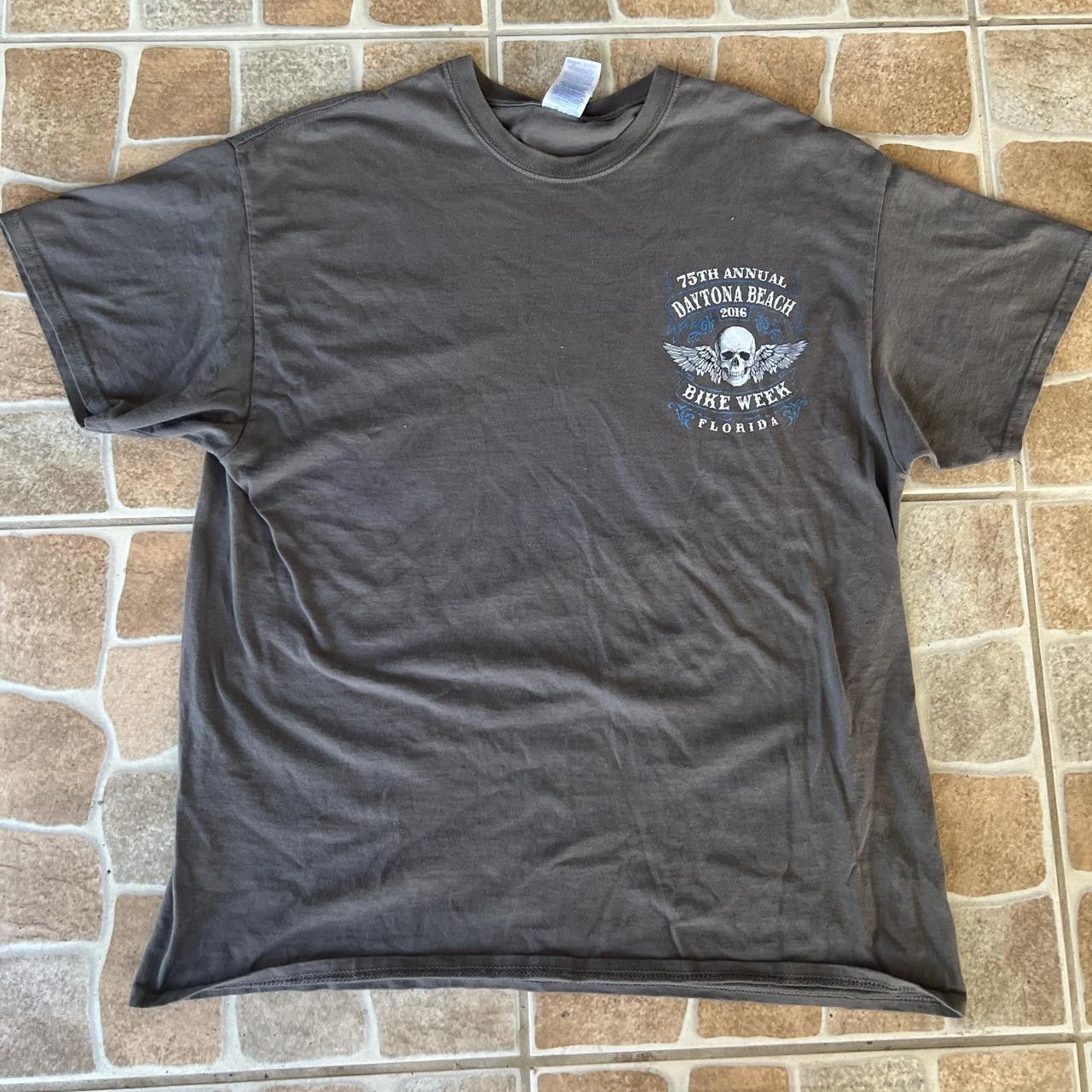 Vintage Crazy Vintage Style 75th annual 2016 Daytona beach Skull Bike week Gildan Shirt Size US XL / EU 56 / 4 - 3 Thumbnail