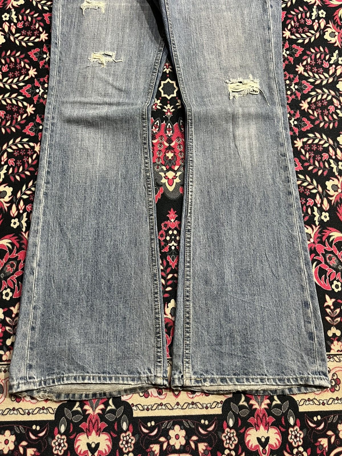 If Six Was Nine Vintage Villand Double Waist Blue Washed Distress Flare Jean Size US 32 / EU 48 - 7 Thumbnail