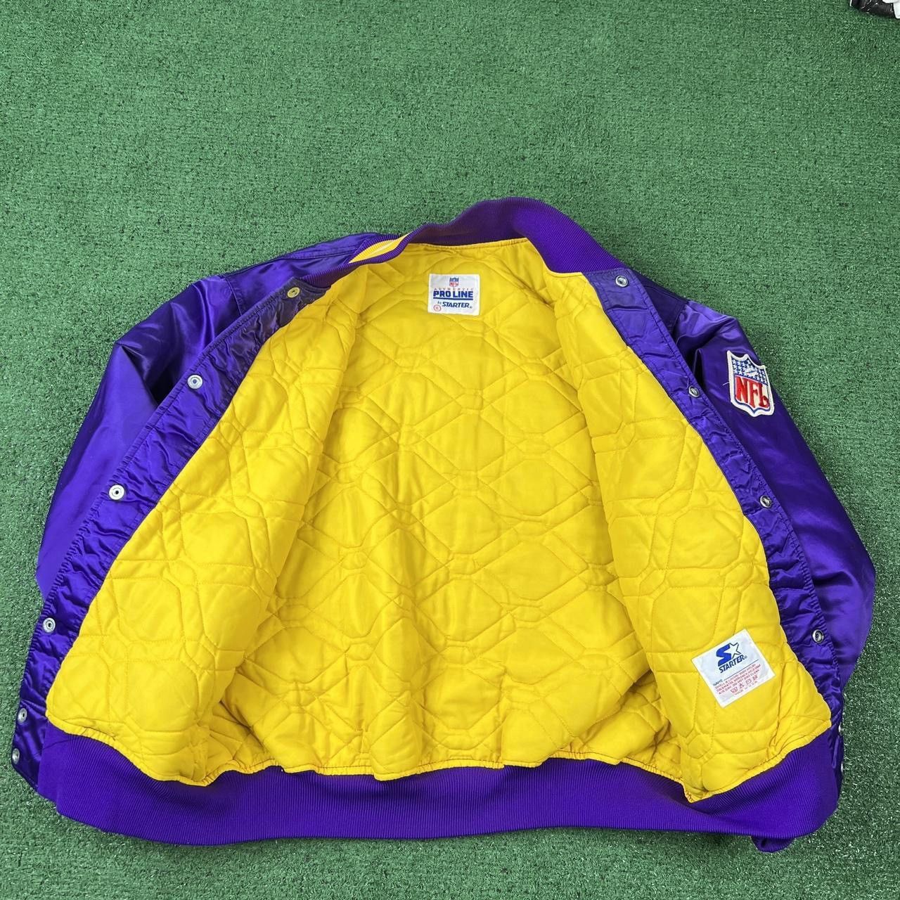 Starter × Vintage VINTAGE 80s Starter Minnesota Vikings Satin Bomber Jacket XL Size US XL / EU 56 / 4 - 7 Thumbnail