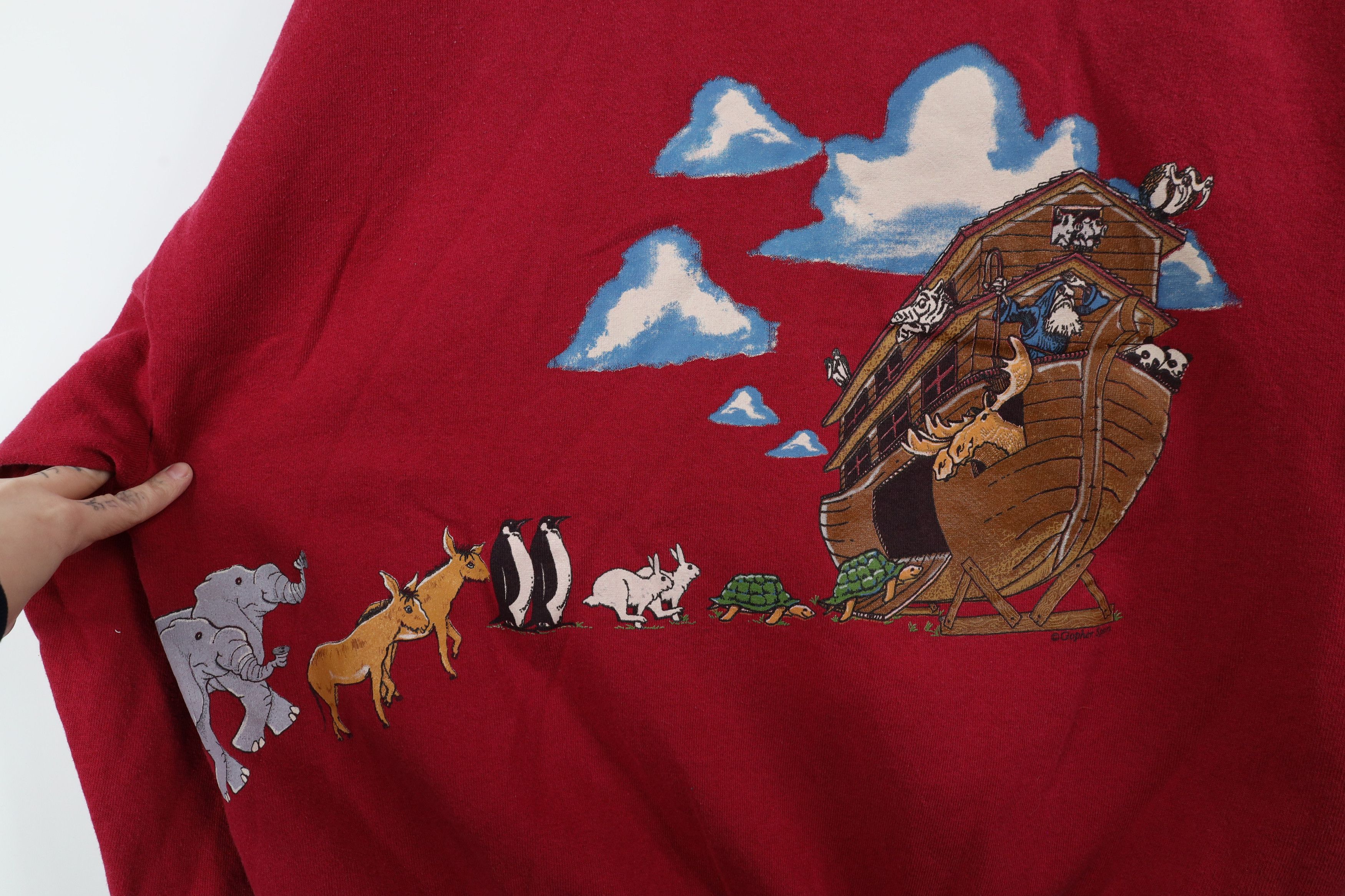 Vintage Vintage 90s Streetwear Christian Noahs Animals Sweatshirt Size 4XL / US 24-26 - 5 Thumbnail