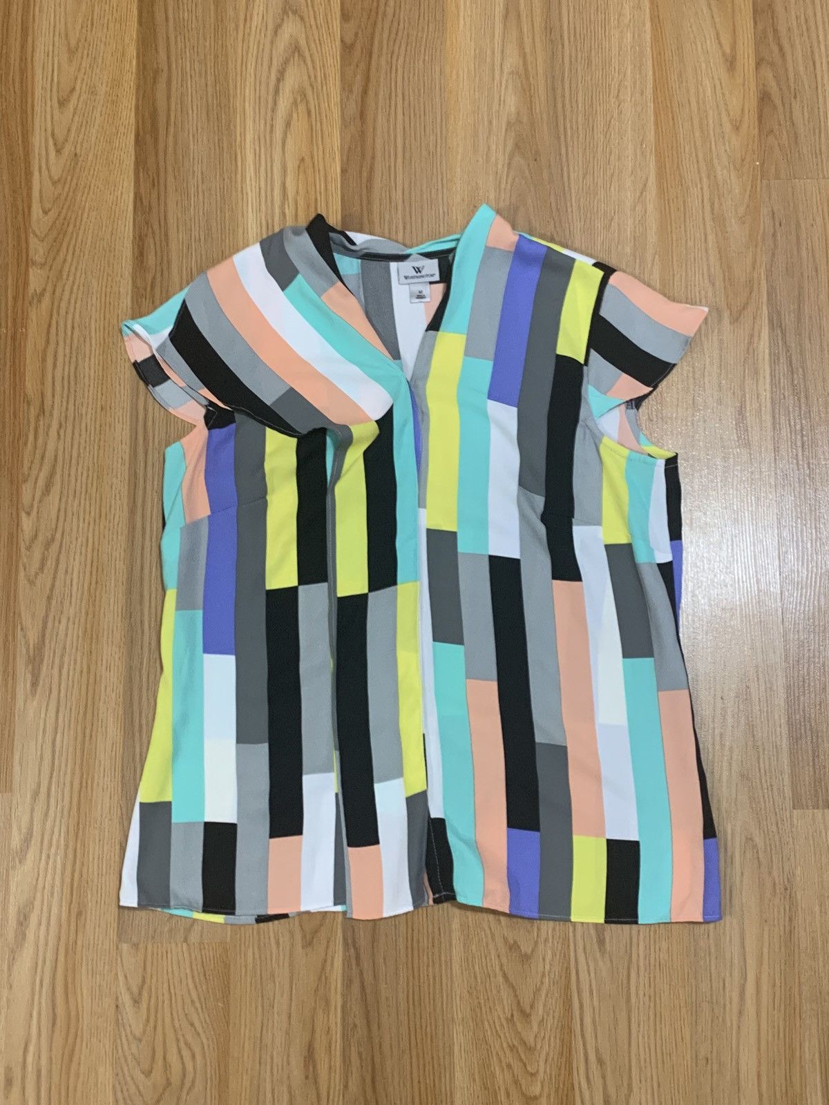 Worthington SzM- Worthington Colorblock Retro Style Button Up Blouse Size M / US 6-8 / IT 42-44 - 1 Thumbnail
