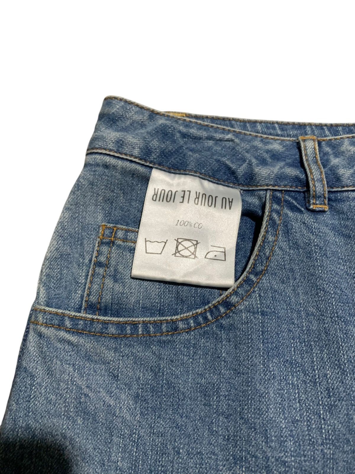 Designer FW18 hybrid patchwork baggy cropped jeans Au Jour Le Jour Size 30" / US 8 / IT 44 - 6 Thumbnail