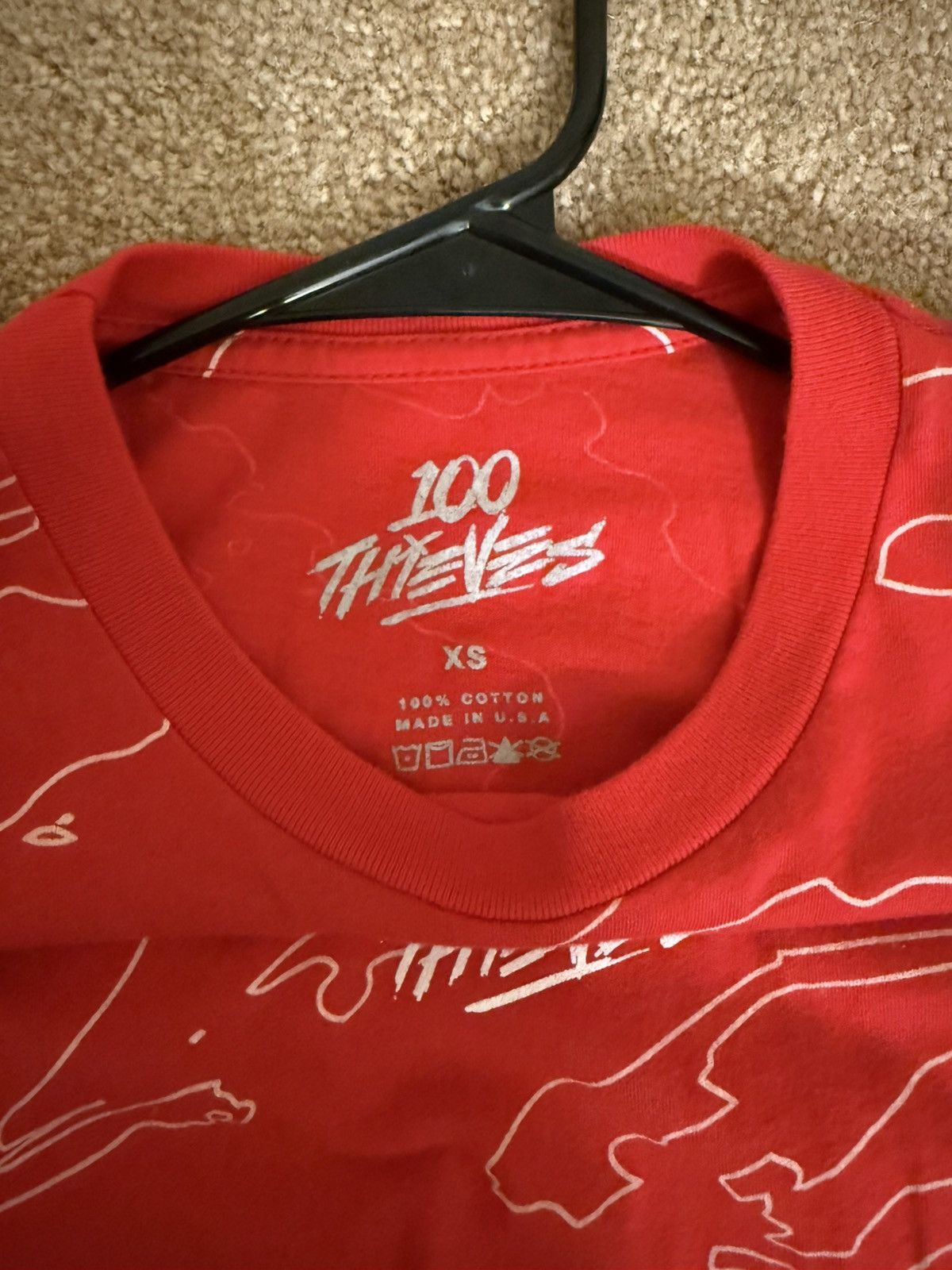 100 Thieves 100T Red Geography Long Sleeve Tee - Extra Small - 2018 Size US XS / EU 42 / 0 - 3 Thumbnail