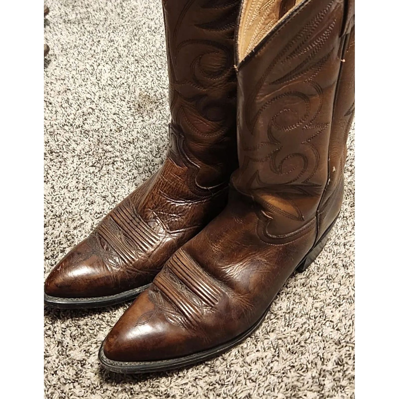 Vintage VINTAGE Acme Cowboy Boots Mens 11D Brown Western Leather Mid-Calf Adjustable Arch Support Cap Toe Boots Mens Size US 11 / EU 44 - 3 Thumbnail