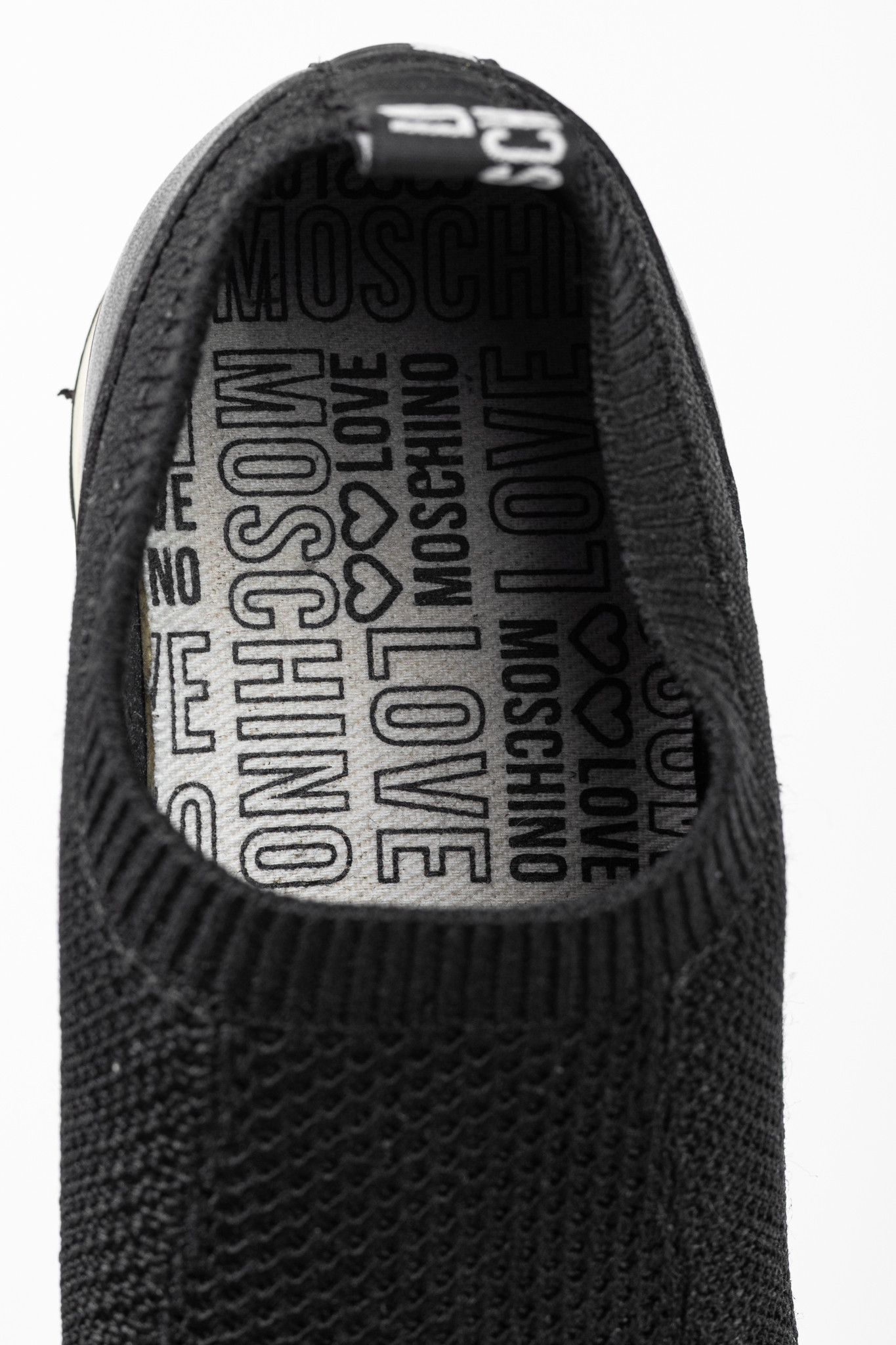 Love Moschino Love Moschino Black Love & Peace Slip-On Knit Sneakers Size US 5.5 / IT 35.5 - 12 Thumbnail