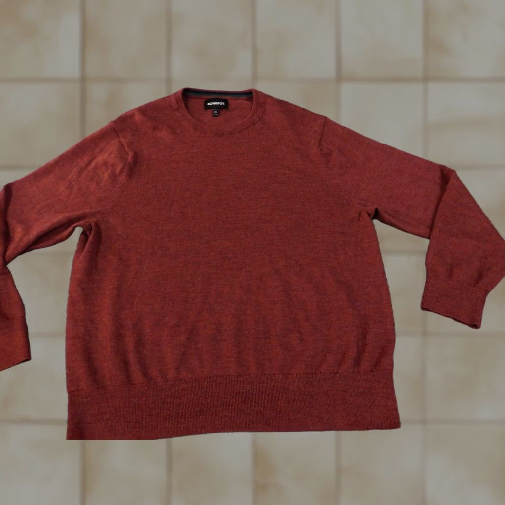 Bonobos Bonobos Sweater Mens 2XL Red Wool Pullover Crew Neck Knit Cable-Knit Regular Business Casual Size US XXL / EU 58 / 5 - 1 Thumbnail