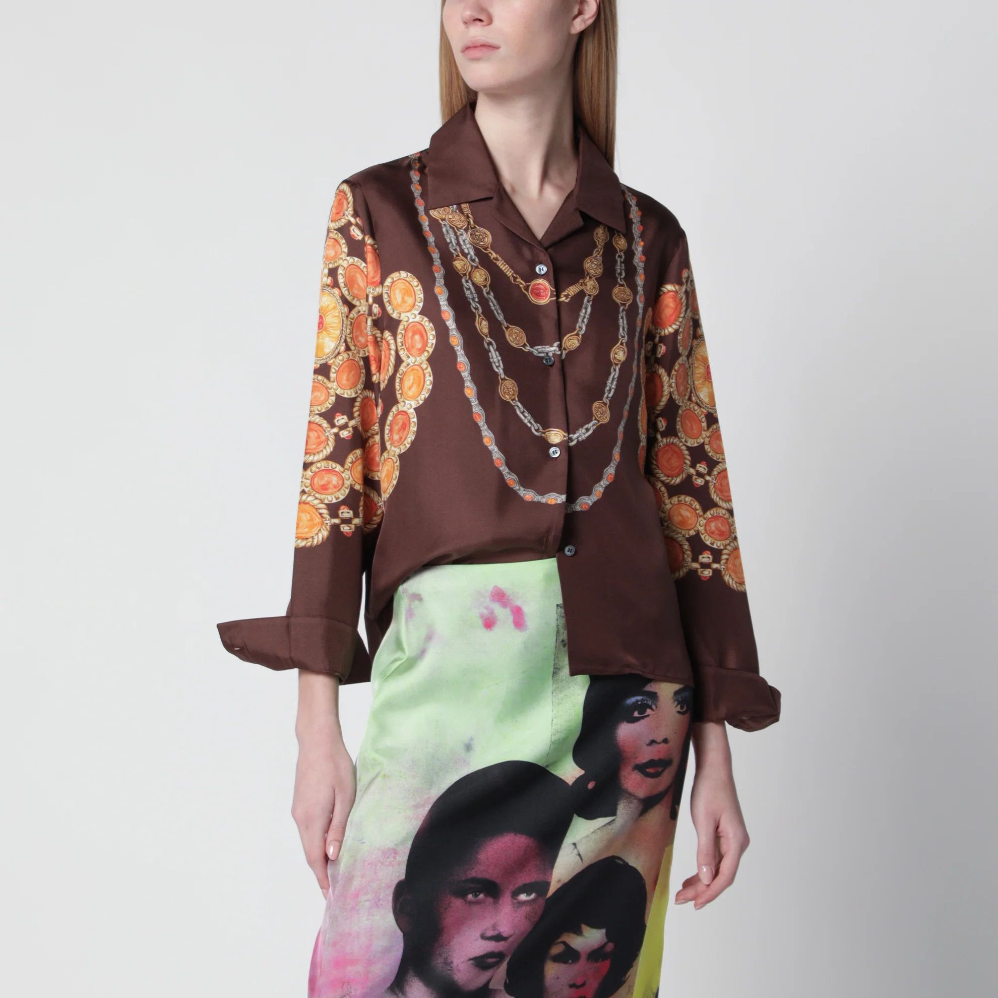 Versace o1d2blof0426 Printed Silk Twill Shirt in Multicolor Size M / US 6-8 / IT 42-44 - 1 Thumbnail