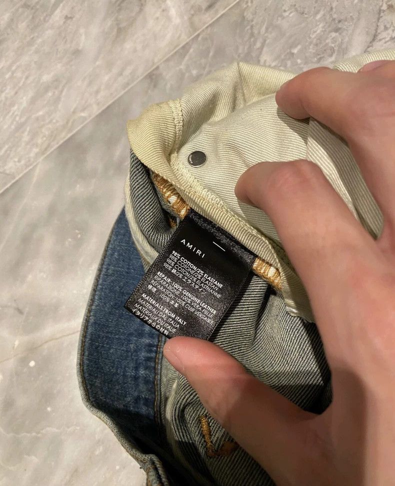 Amiri Amiri mx2 blue leather patched denim pants Size US 36 / EU 52 - 4 Thumbnail