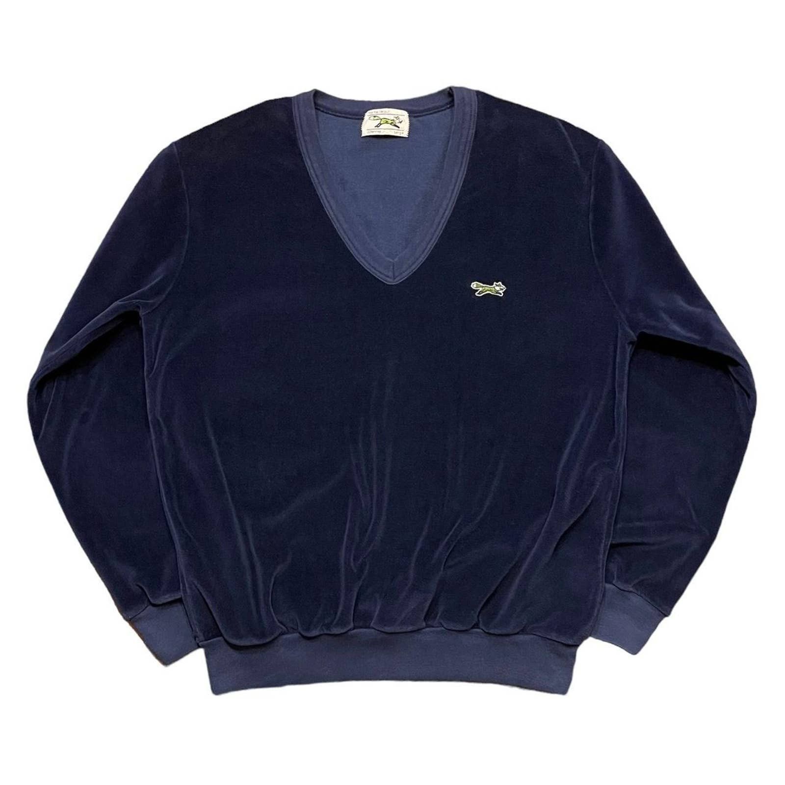 VTG 70s 80s retro grunge The Fox Velour vneck longsleeve top