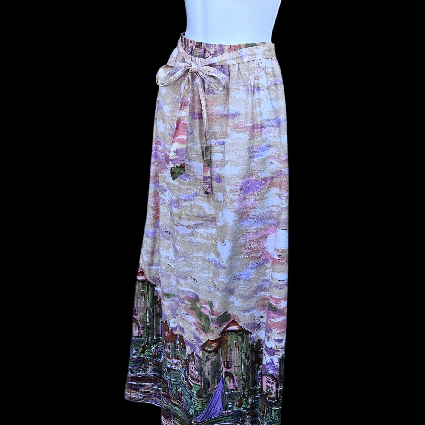Other Lanz Originals 1980s Scenic Maxi Skirt Seine River 26"W Past Size 26" / US 2 / IT 38 - 8 Thumbnail