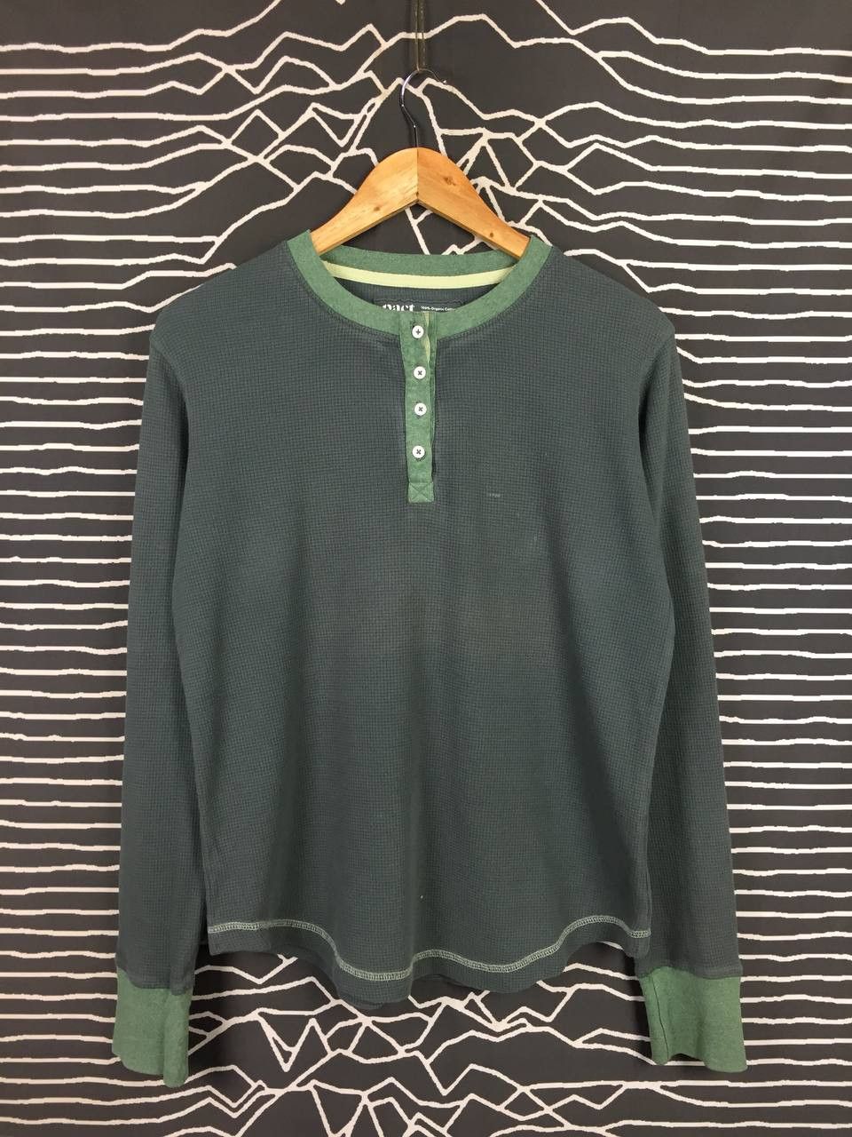 Other Pact Waffle Knit Contrast Trim Long Sleeve Henley Tee Size US L / EU 52-54 / 3 - 1 Thumbnail