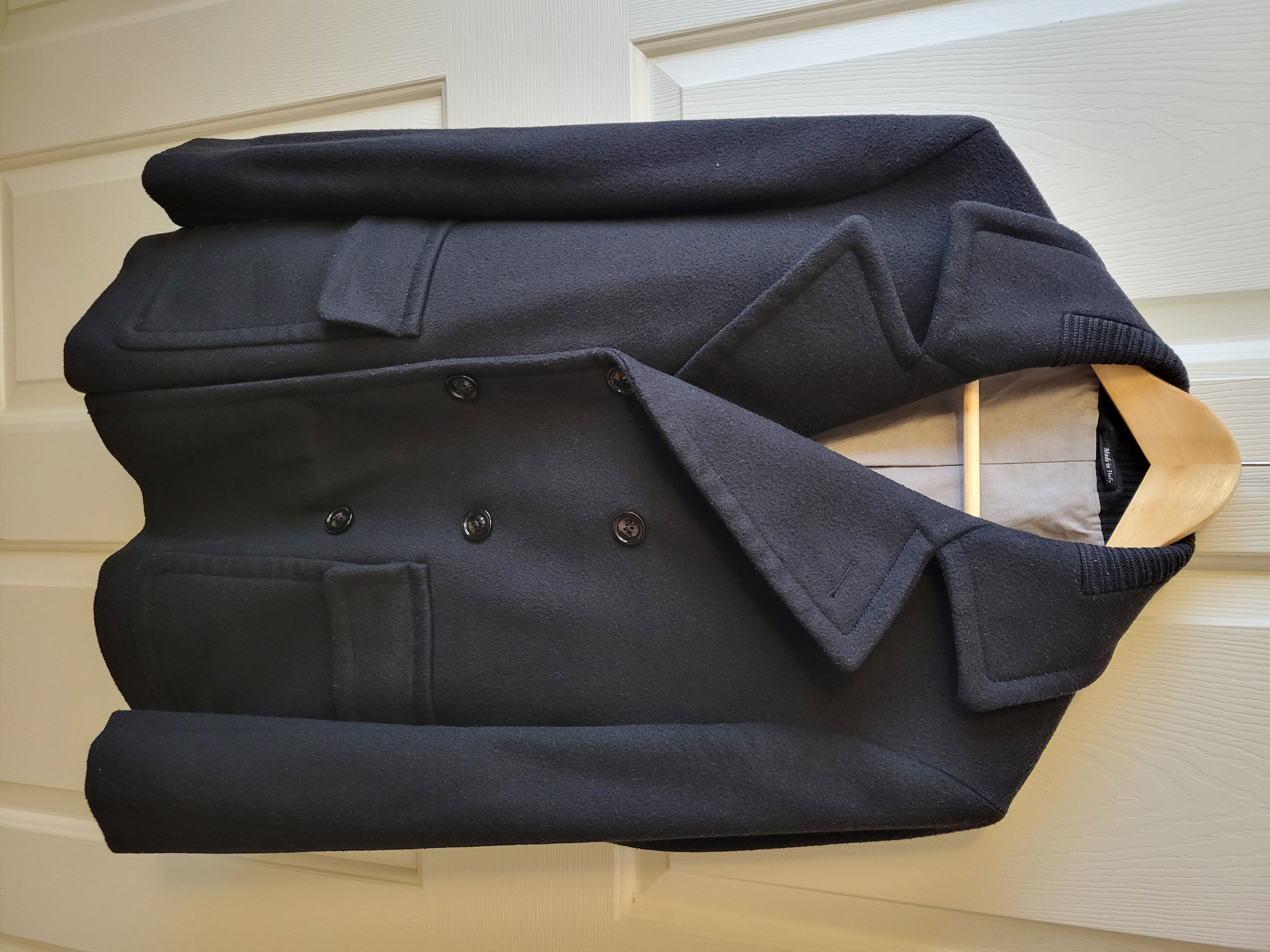 image of Maison Margiela Double Breasted Wool Peacoat in Black, Men's (Size Medium)