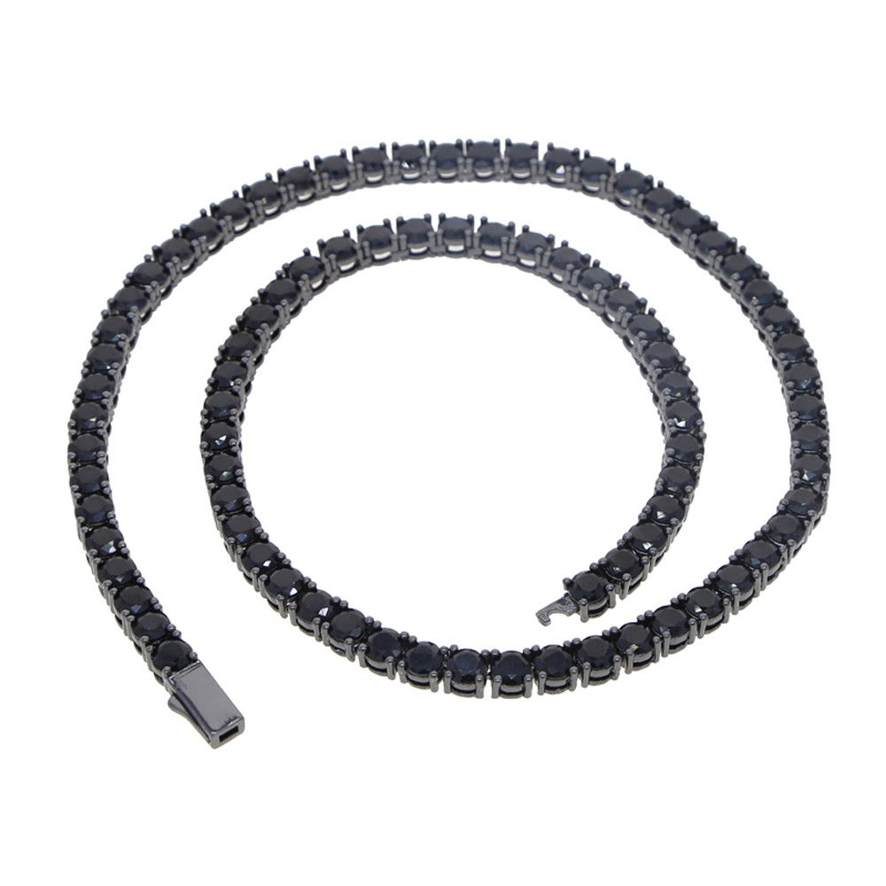 Jewelry Black Cubic 5mm Stone Link Necklace Size ONE SIZE - 4 Thumbnail