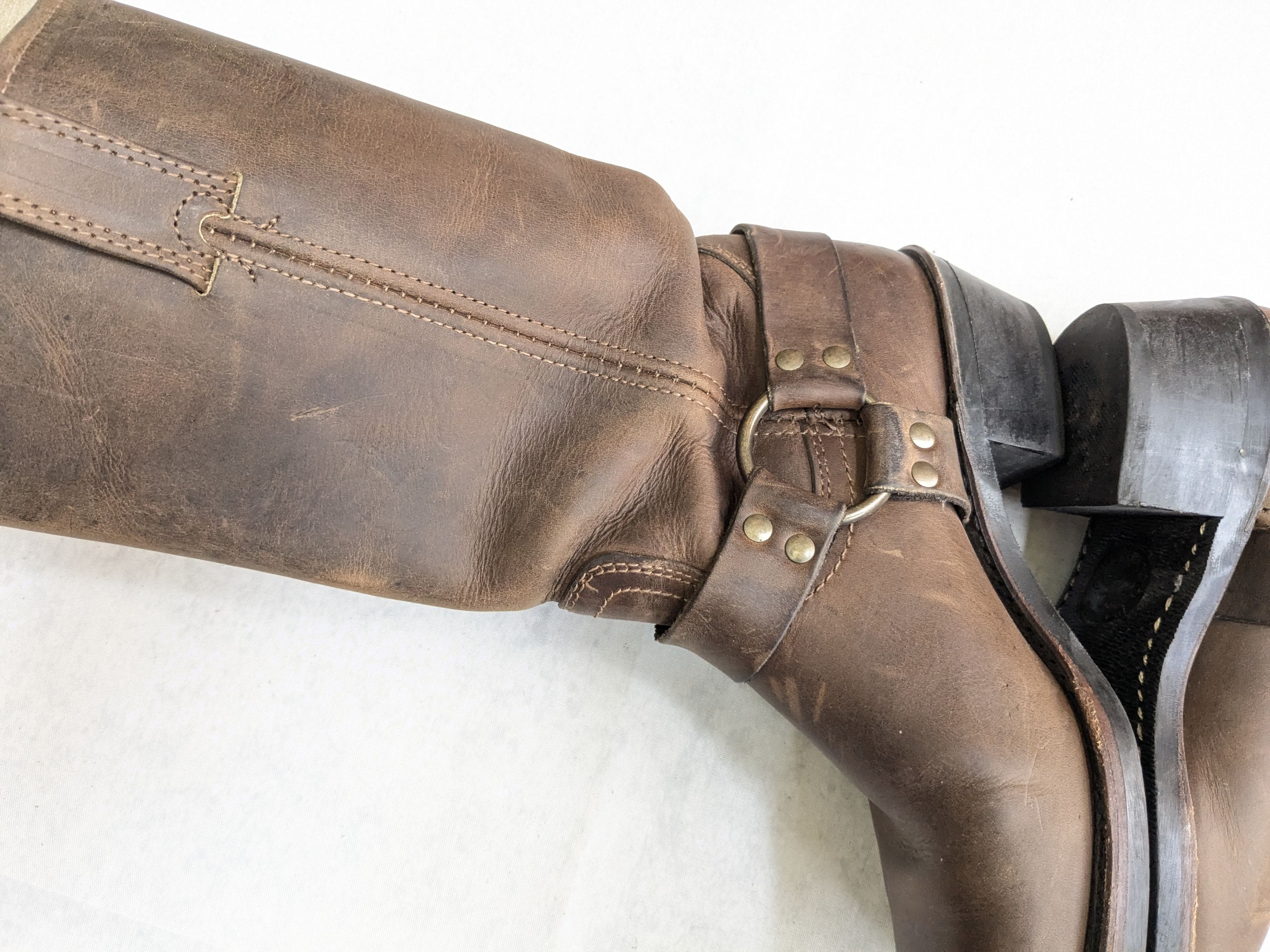 Frye Frye Harness Boots Brown Leather 7 M Leather Buckle Harness Size US 7 / EU 40 - 12 Thumbnail